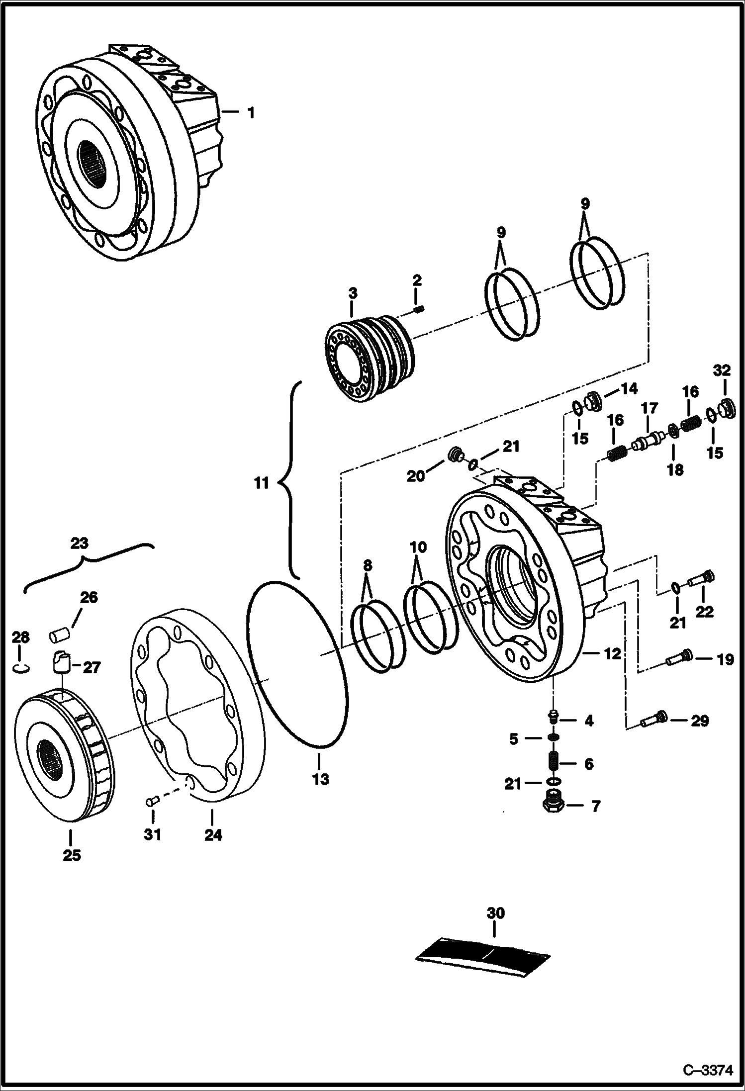 Схема запчастей Bobcat 800s - HYDROSTATIC MOTOR (Rexroth) (5144 27762, 5145 25302, 5146 25304 & Above) HYDROSTATIC SYSTEM