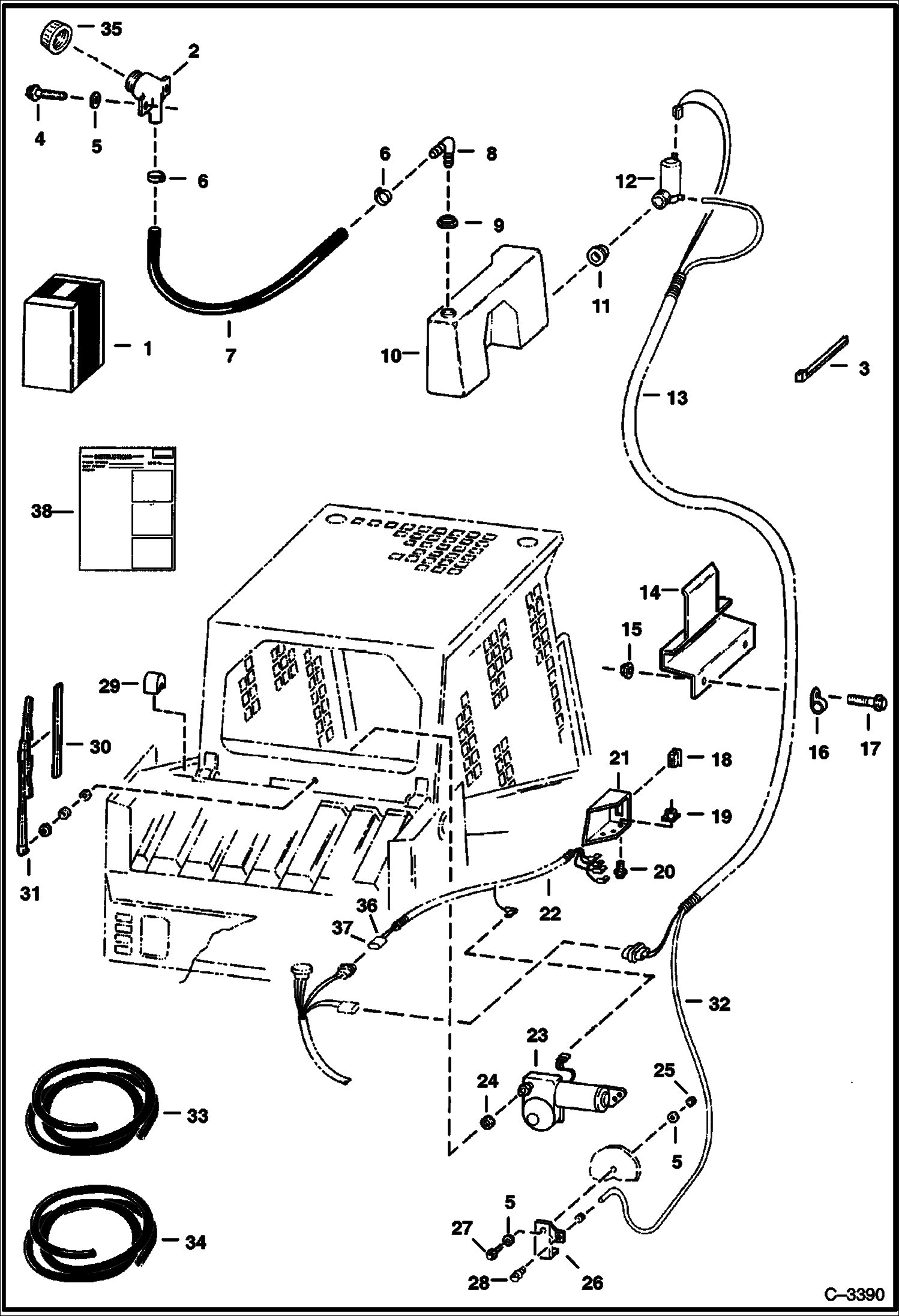 Схема запчастей Bobcat 800s - REAR WIPER ACCESSORIES & OPTIONS