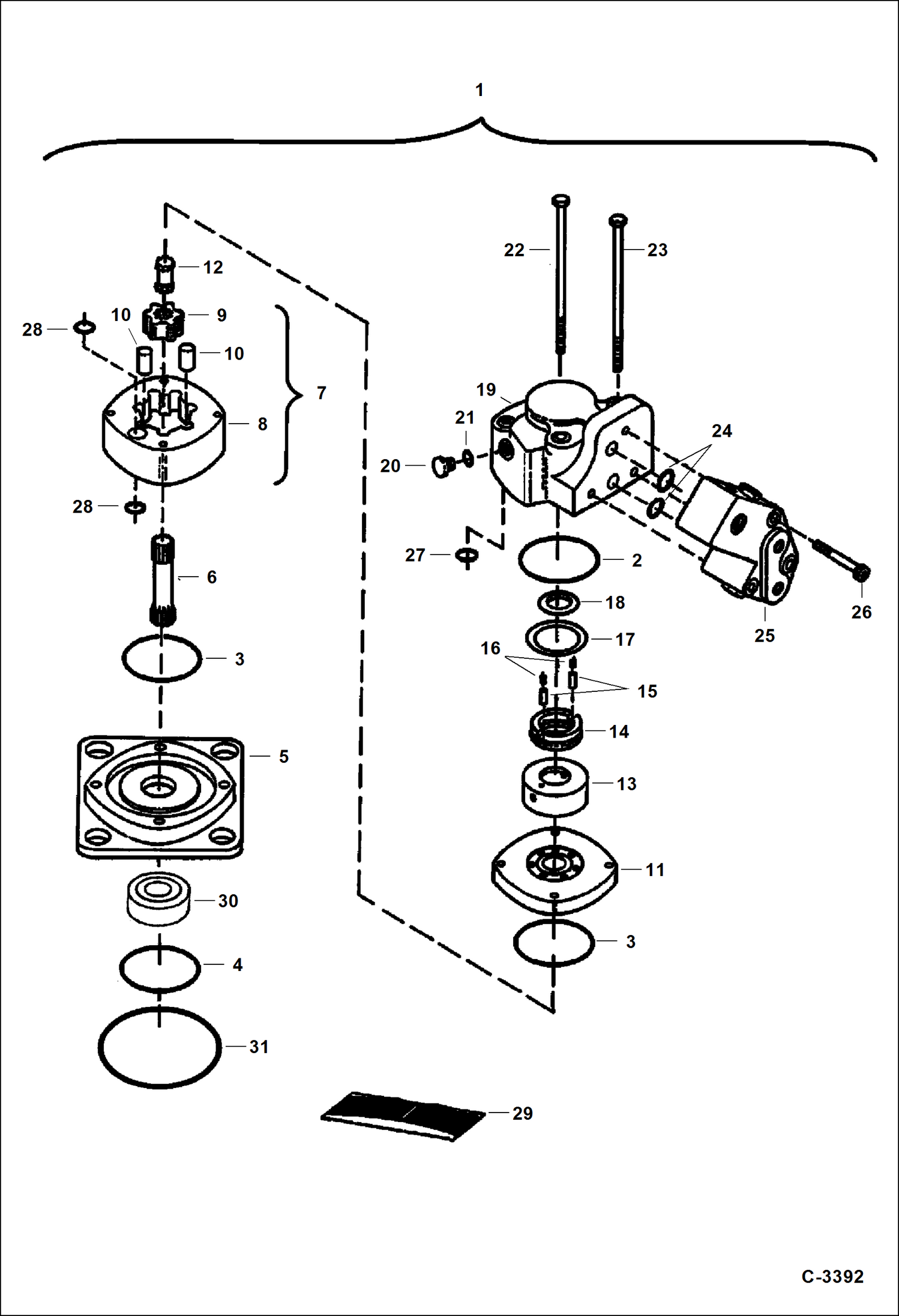 Схема запчастей Bobcat 325 - SWING MOTOR HYDRAULIC SYSTEM