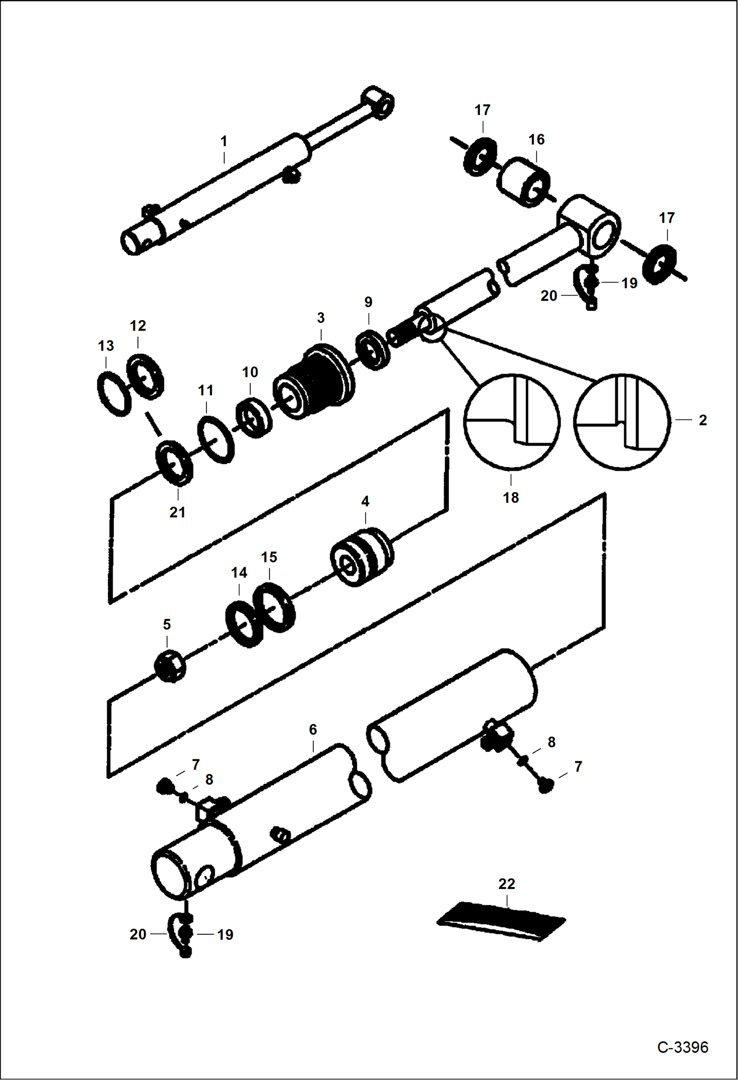 Схема запчастей Bobcat 331 - BUCKET CYLINDER (S/N 512912000 & Above) HYDRAULIC SYSTEM