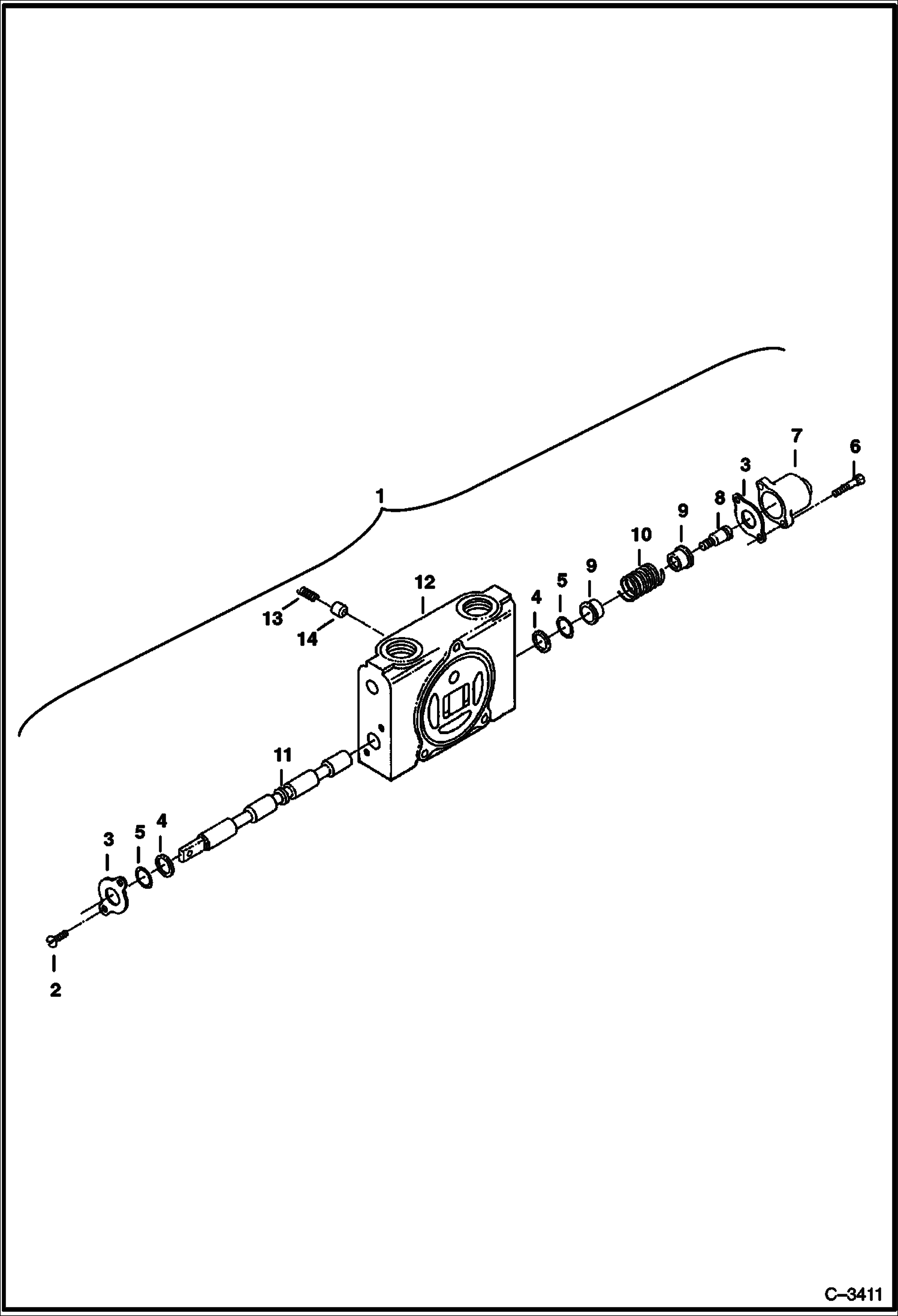 Схема запчастей Bobcat 328 - VALVE SECTION (Blade) HYDRAULIC SYSTEM