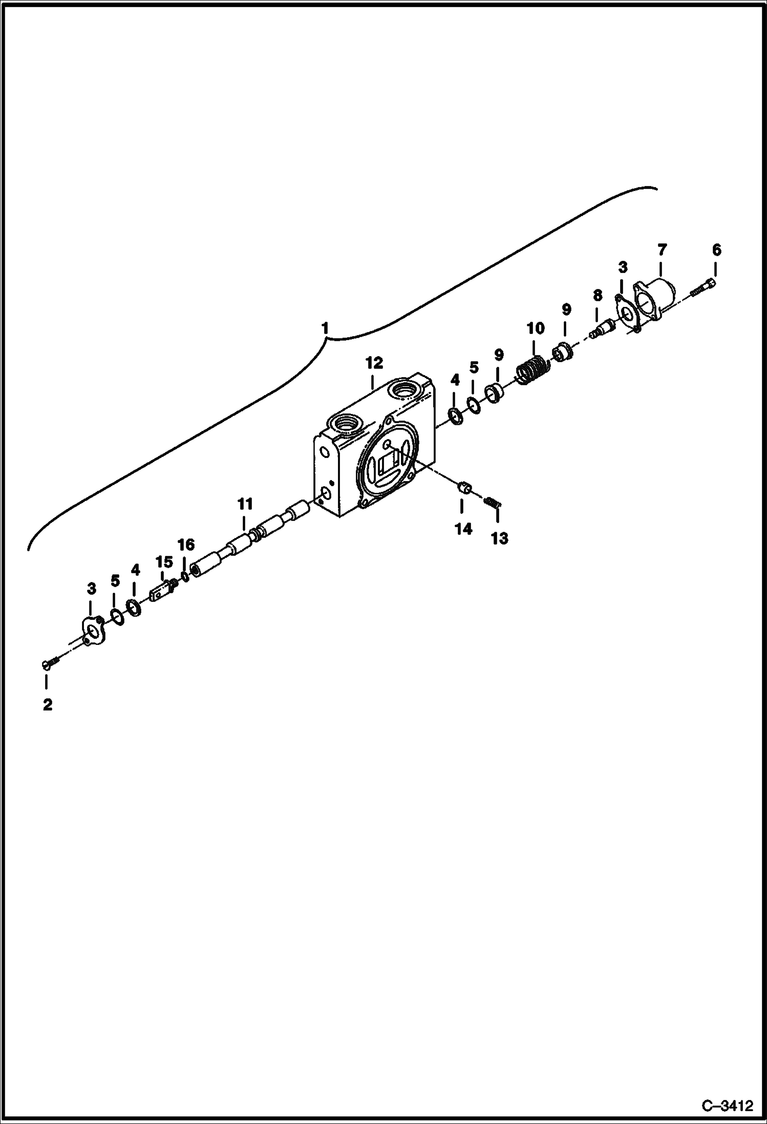 Схема запчастей Bobcat 334 - VALVE SECTION (L.H. Travel) HYDRAULIC SYSTEM