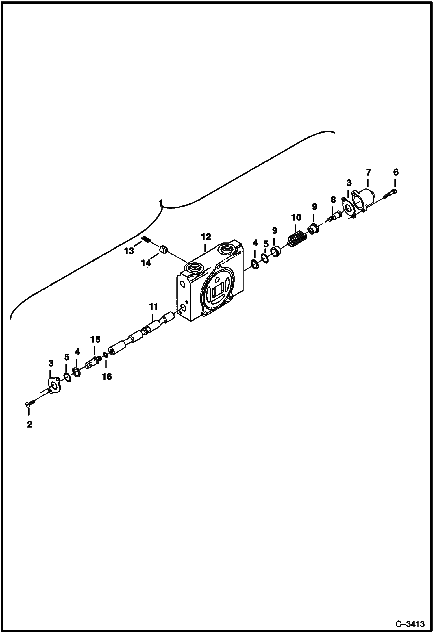 Схема запчастей Bobcat 328 - VALVE SECTION (R.H. Travel) HYDRAULIC SYSTEM