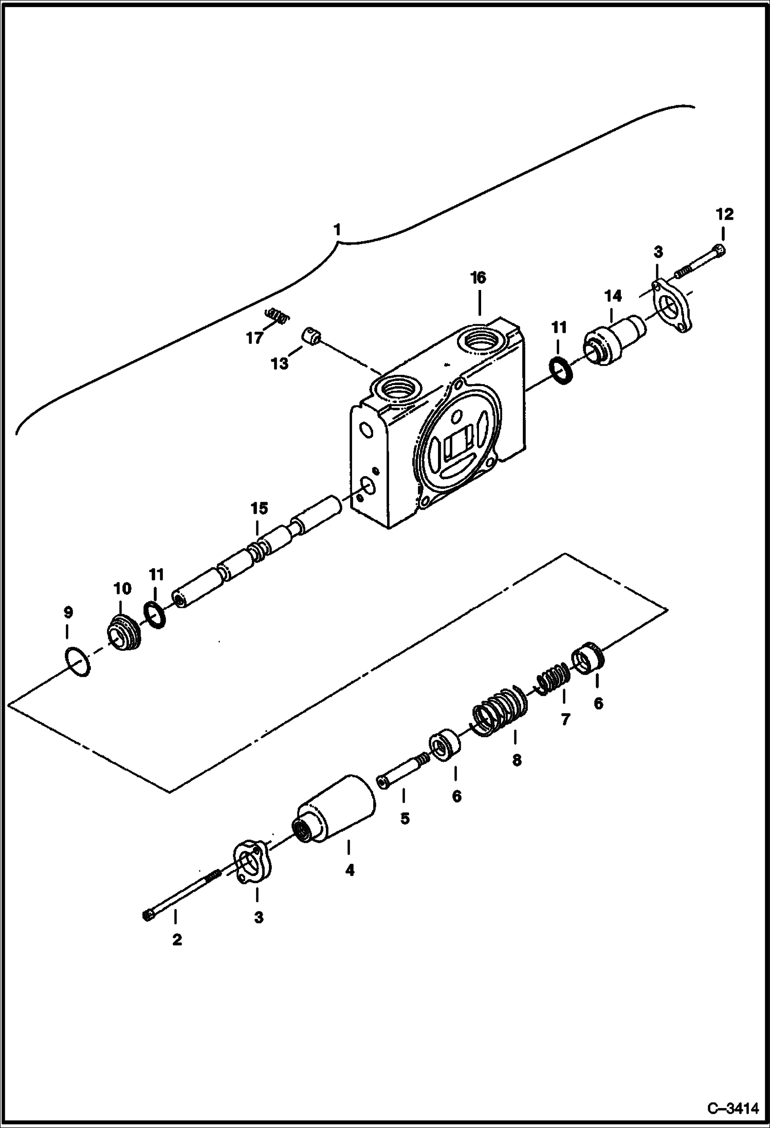 Схема запчастей Bobcat 328 - VALVE SECTION (Boom, Boost & Arm) HYDRAULIC SYSTEM