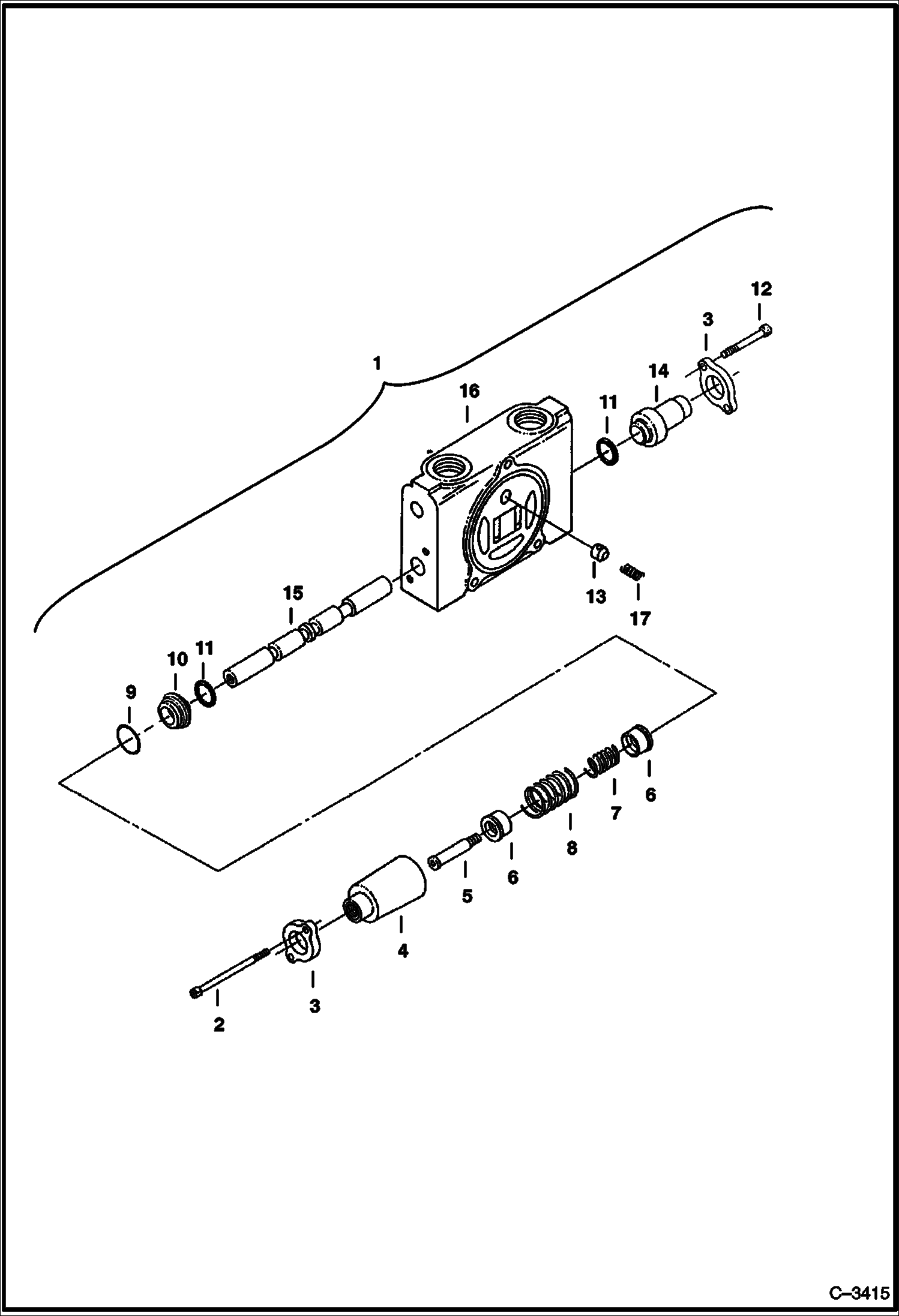 Схема запчастей Bobcat 331 - VALVE SECTION (Bucket) HYDRAULIC SYSTEM