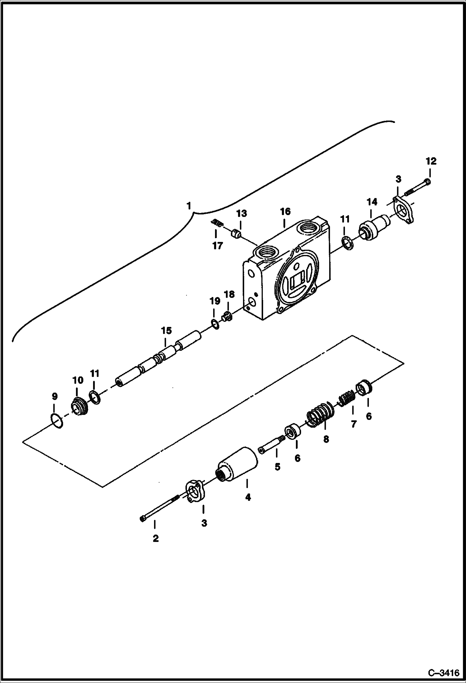 Схема запчастей Bobcat 331 - VALVE SECTION (Swing) HYDRAULIC SYSTEM