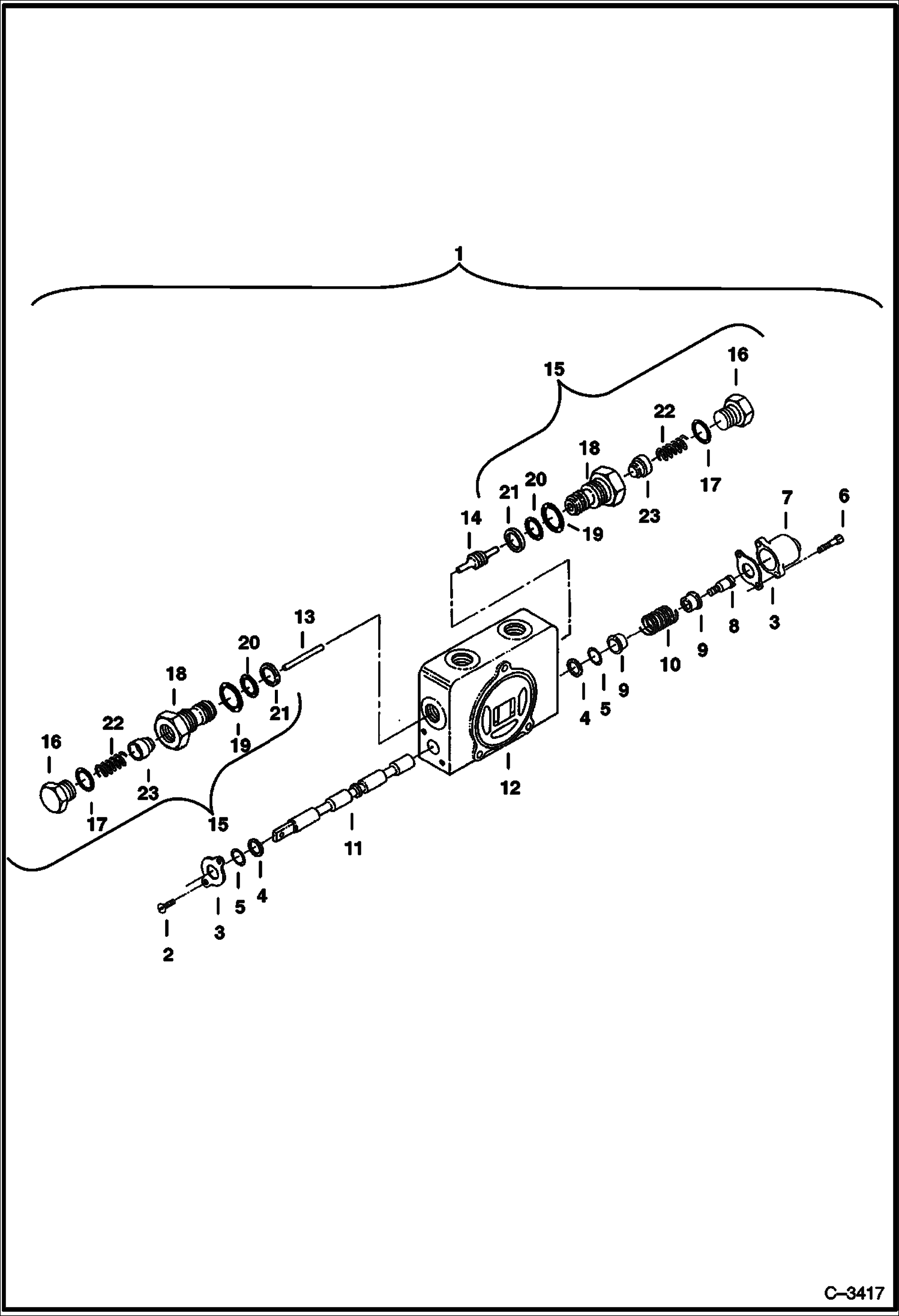 Схема запчастей Bobcat 328 - VALVE SECTION (Boom Swing) HYDRAULIC SYSTEM