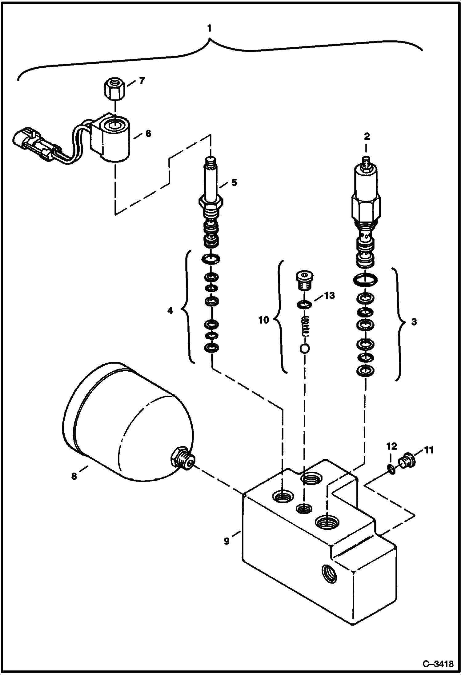 Схема запчастей Bobcat 337 - ACCUMULATOR VALVE (S/N 515411001 - 515411496) HYDRAULIC SYSTEM