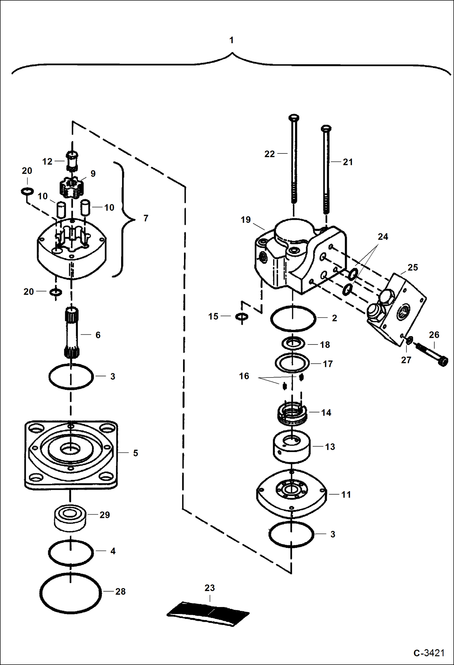 Схема запчастей Bobcat 331 - SWING MOTOR HYDRAULIC SYSTEM