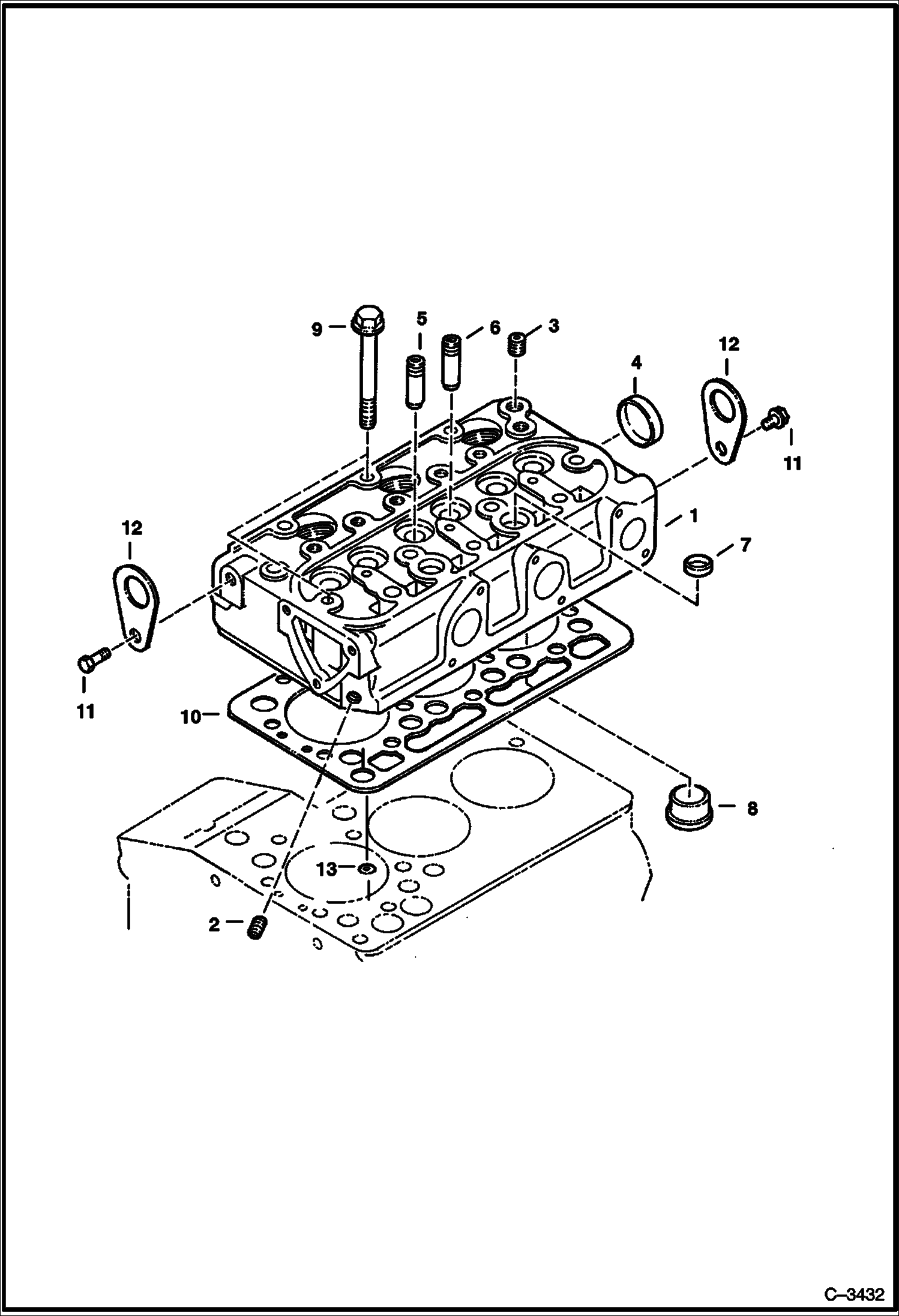 Схема запчастей Bobcat Mini Tracks Loaders - CYLINDER HEAD (Kubota D722-EB-BC-4) (Tier I) (S/N 5236 11001 & Above, 5237 11001 & Above) POWER UNIT