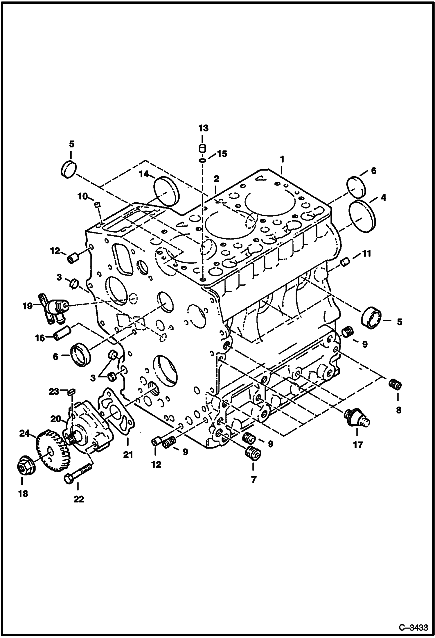 Схема запчастей Bobcat 400s - CRANKCASE (Kubota D722) (515011001-515013987, 515111001-515113995) POWER UNIT