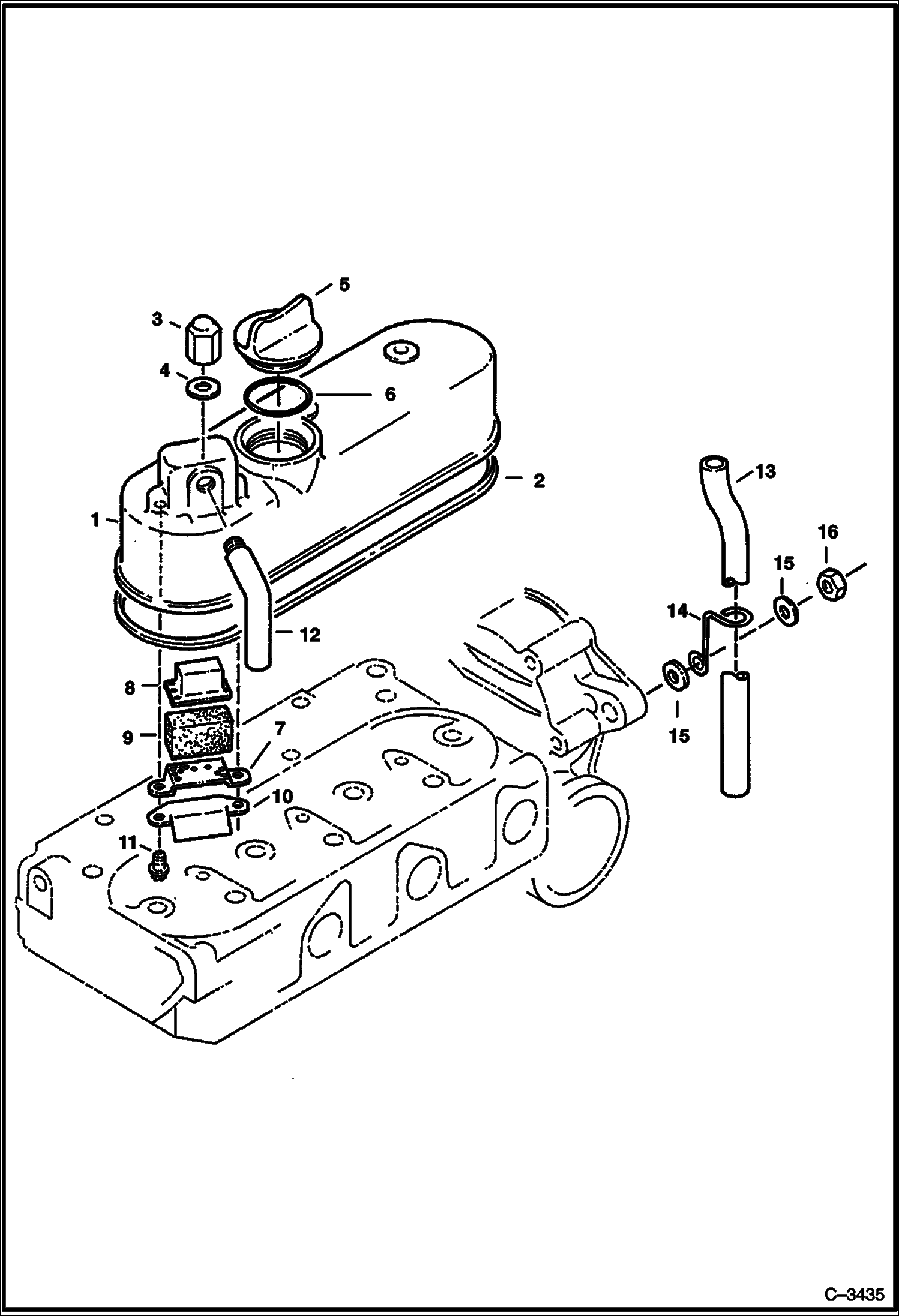 Схема запчастей Bobcat 400s - ROCKER ARM COVER (Kubota D722) (515011001-515013987, 515111001-515113995) POWER UNIT