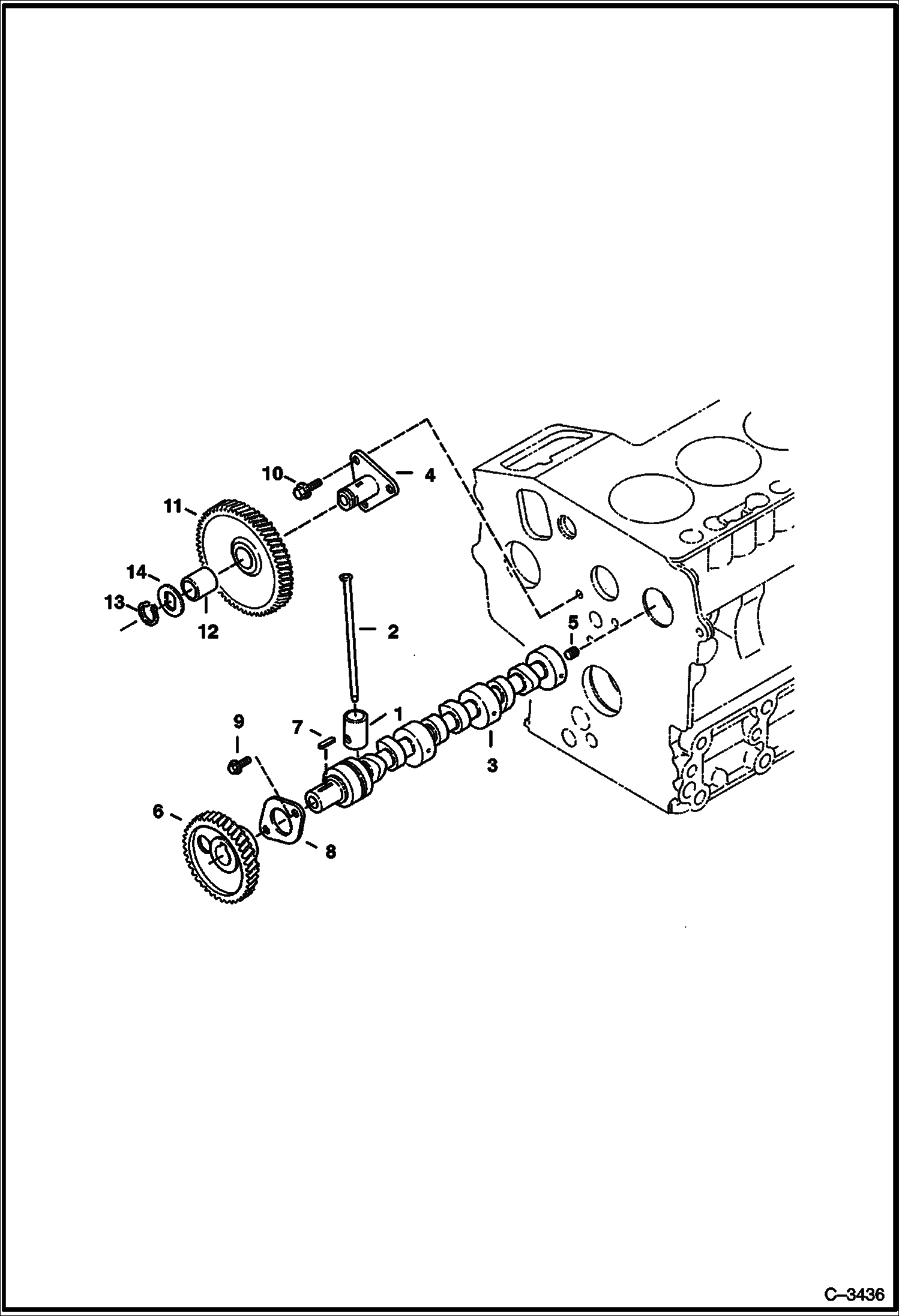 Схема запчастей Bobcat 400s - CAMSHAFT (Kubota D722) (5150 11001 & Above, 5151 11001 & Above) POWER UNIT