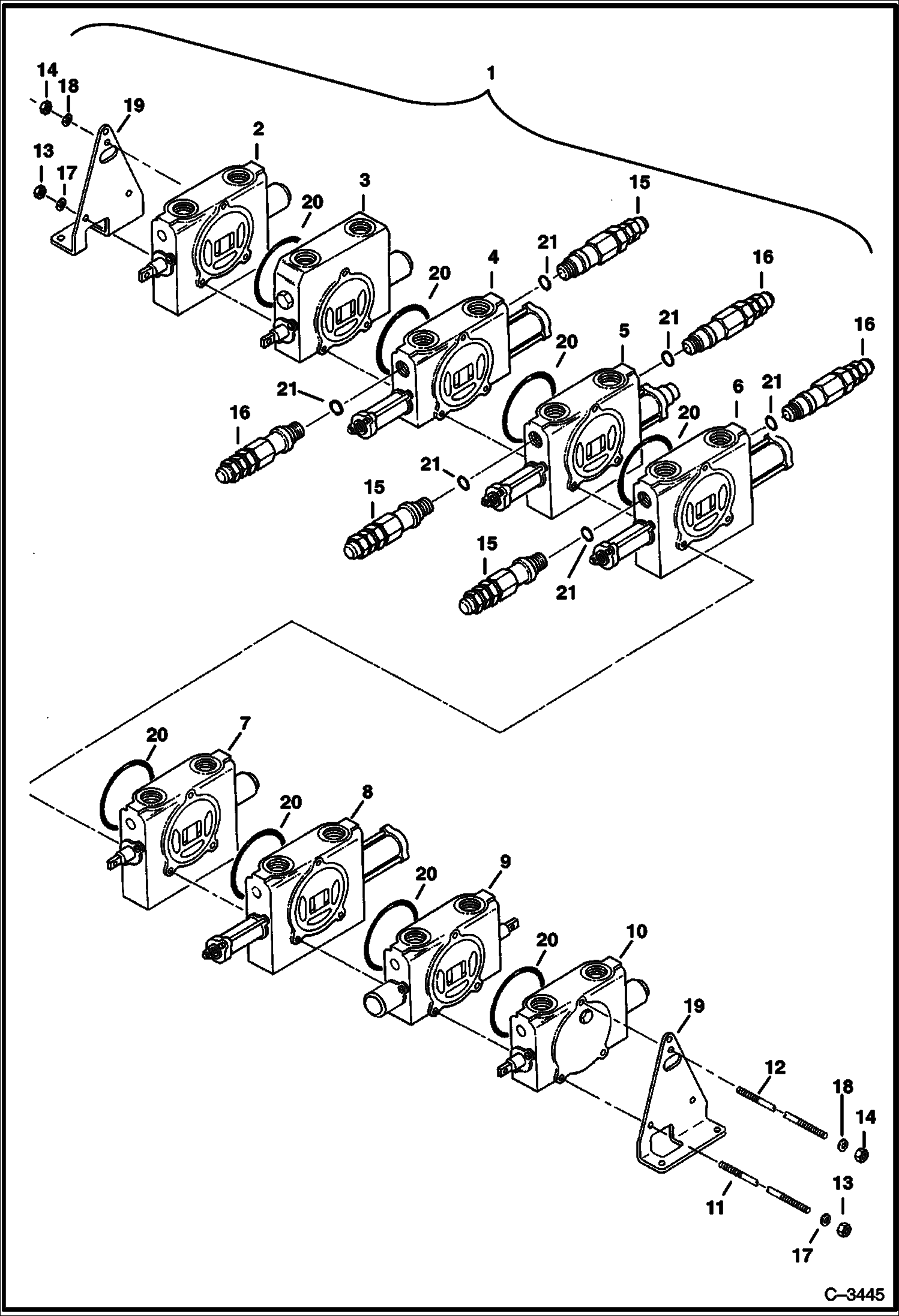 Схема запчастей Bobcat 320 - CONTROL VALVE ASSY. (S/N 223812346 & Below, 223514376 & Below) HYDRAULIC SYSTEM