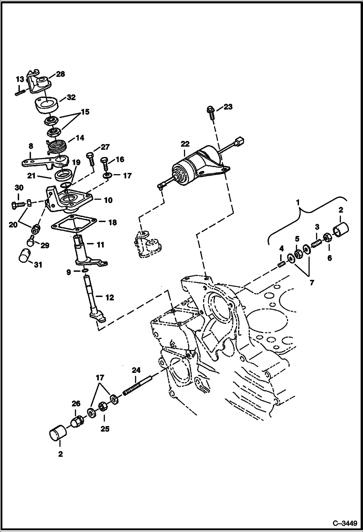 Схема запчастей Bobcat Mini Tracks Loaders - SPEED CONTROL & STOP LEVER (Kubota D722-EB-BC-4) (Tier I) (S/N 5236 11001 & Above, 5237 11001 & Above) POWER UNIT