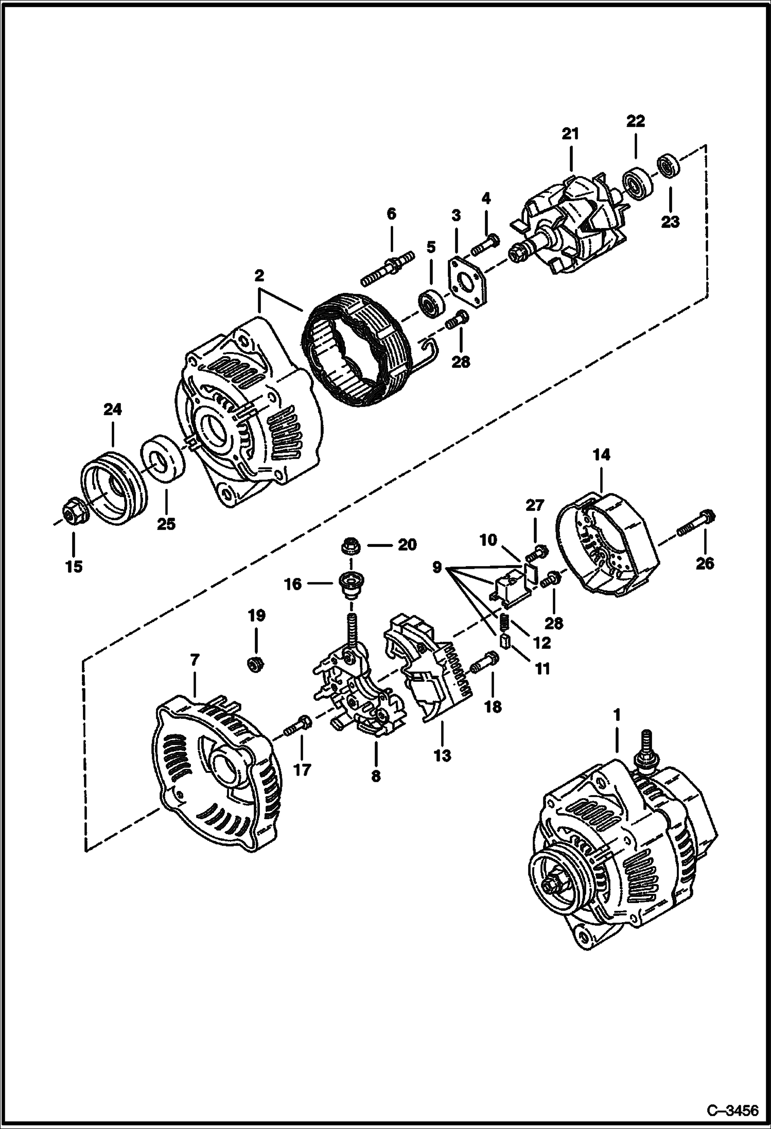 Схема запчастей Bobcat 325 - ALTERNATOR (Denso) ELECTRICAL SYSTEM