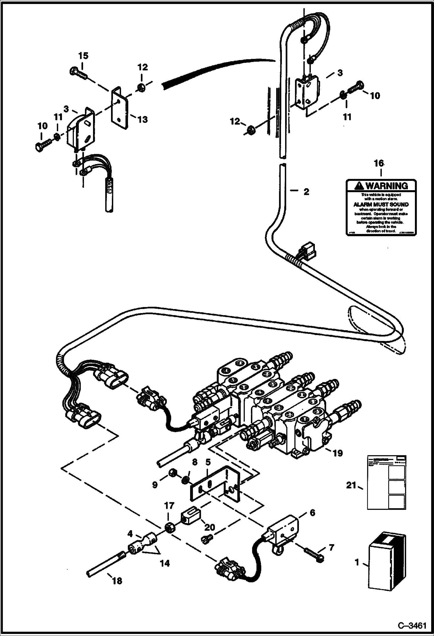 Схема запчастей Bobcat 325 - MOTION ALARM KIT (S/N 511820520 & Above Only) ACCESSORIES & OPTIONS