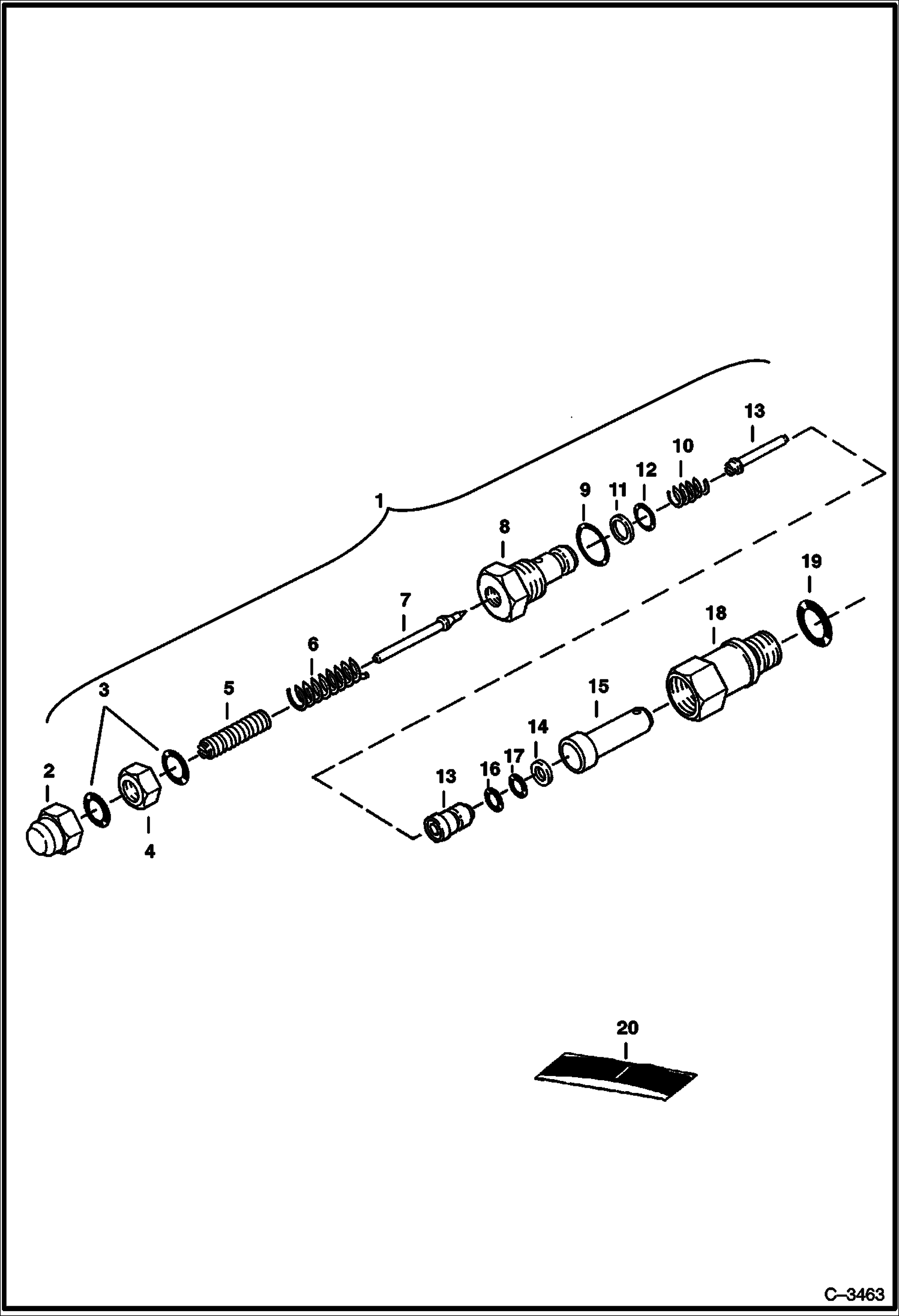 Схема запчастей Bobcat 325 - RELIEF VALVE (S/N 514013973 & Above and 516611001 & Above) HYDRAULIC SYSTEM