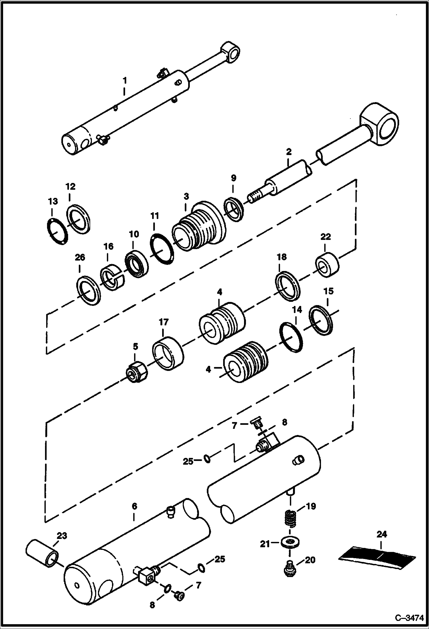 Схема запчастей Bobcat 341 - BOOM CYLINDER (S/N 515411001 - 515411627) HYDRAULIC SYSTEM