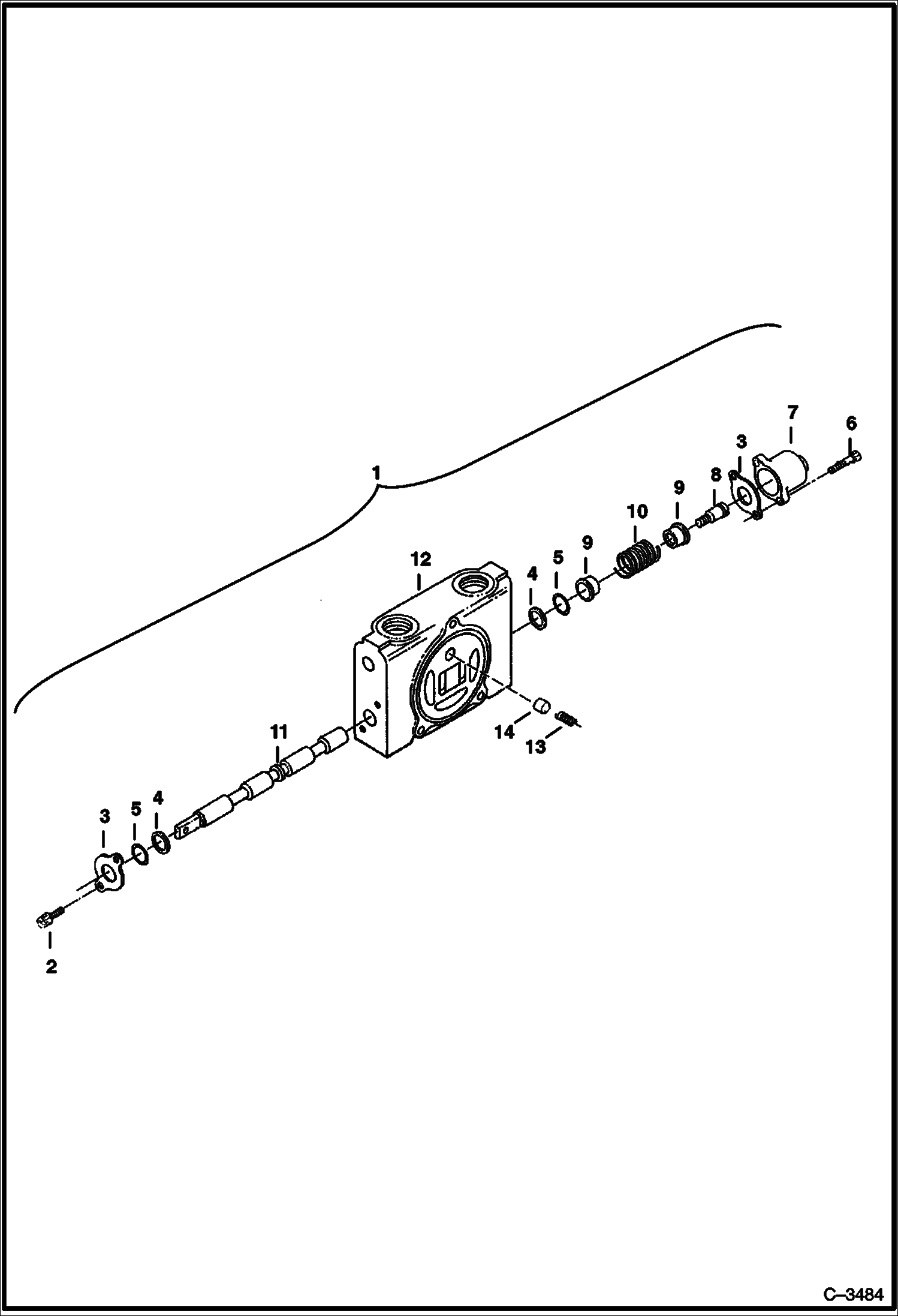 Схема запчастей Bobcat 341 - VALVE SECTION (Blade) HYDRAULIC SYSTEM