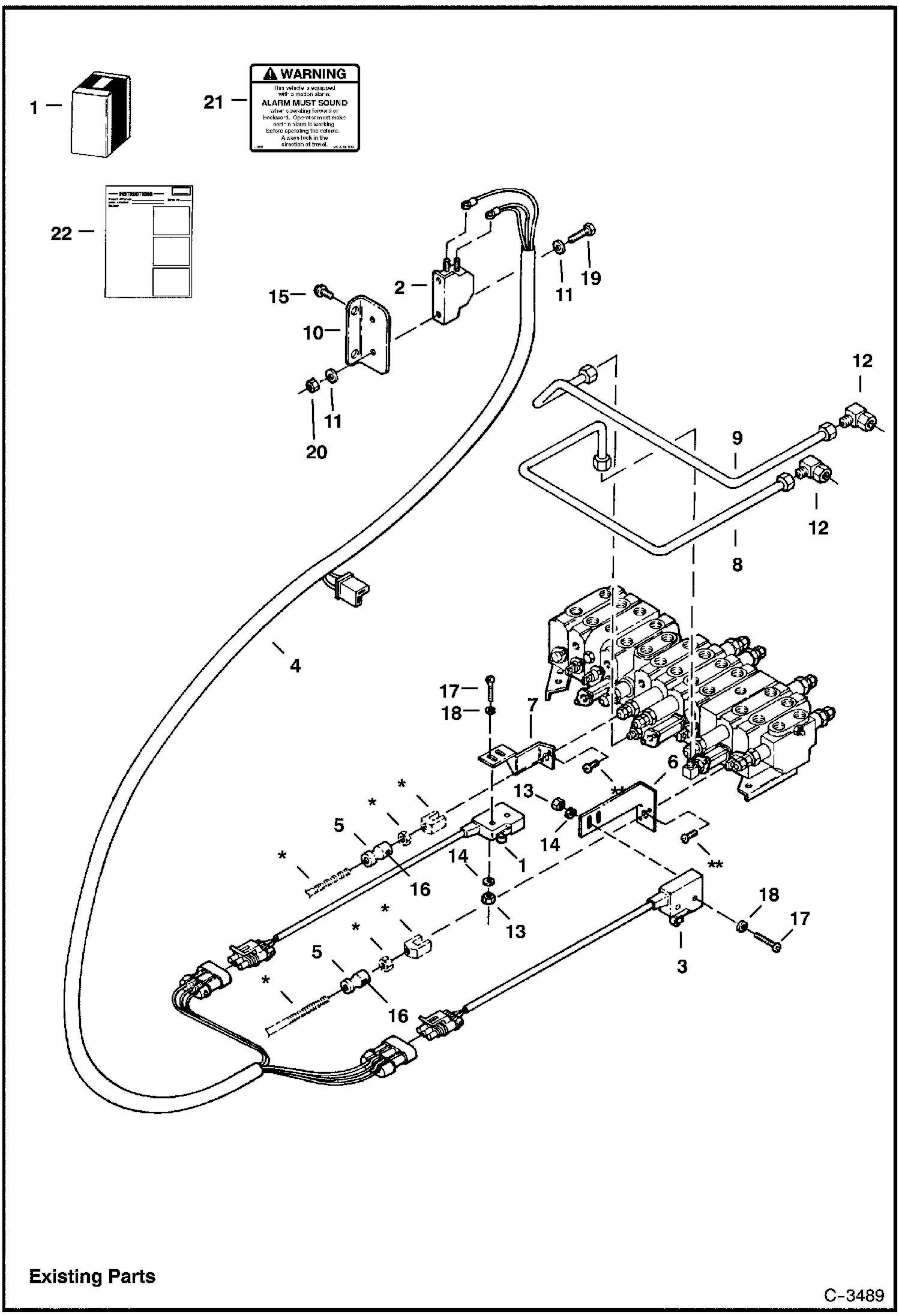 Схема запчастей Bobcat 322 - MOTION ALARM KIT ACCESSORIES & OPTIONS