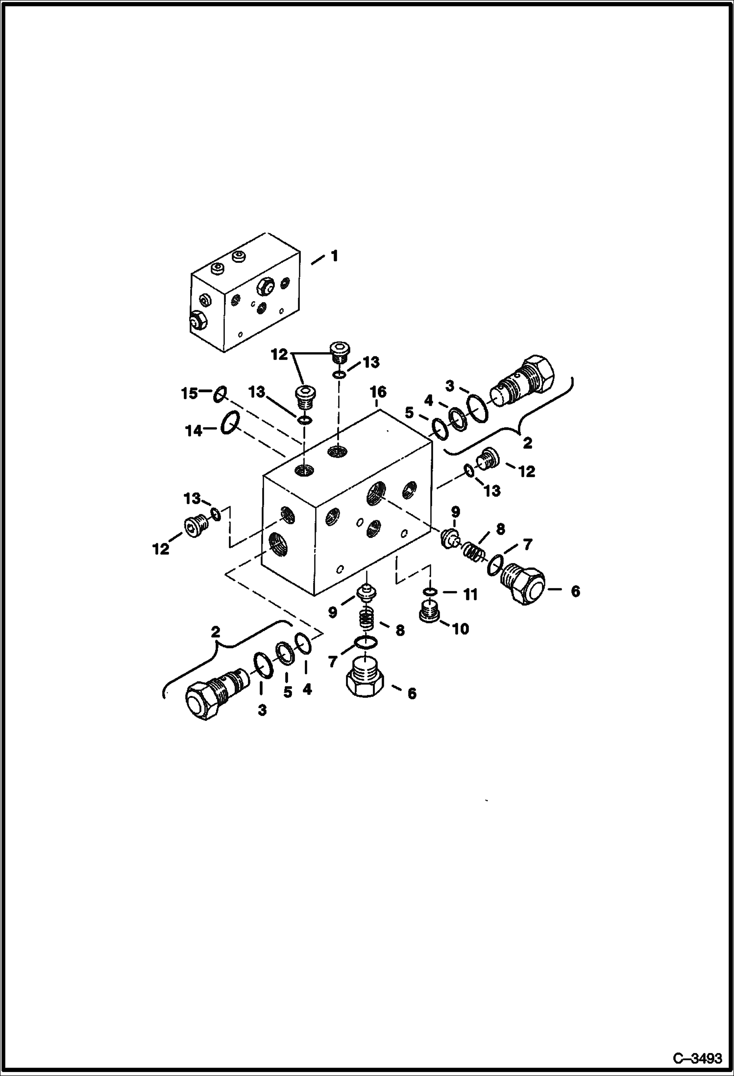 Схема запчастей Bobcat 331 - CROSSPORT RELIEF VALVE (Service Replacement Only) ACCESSORIES & OPTIONS