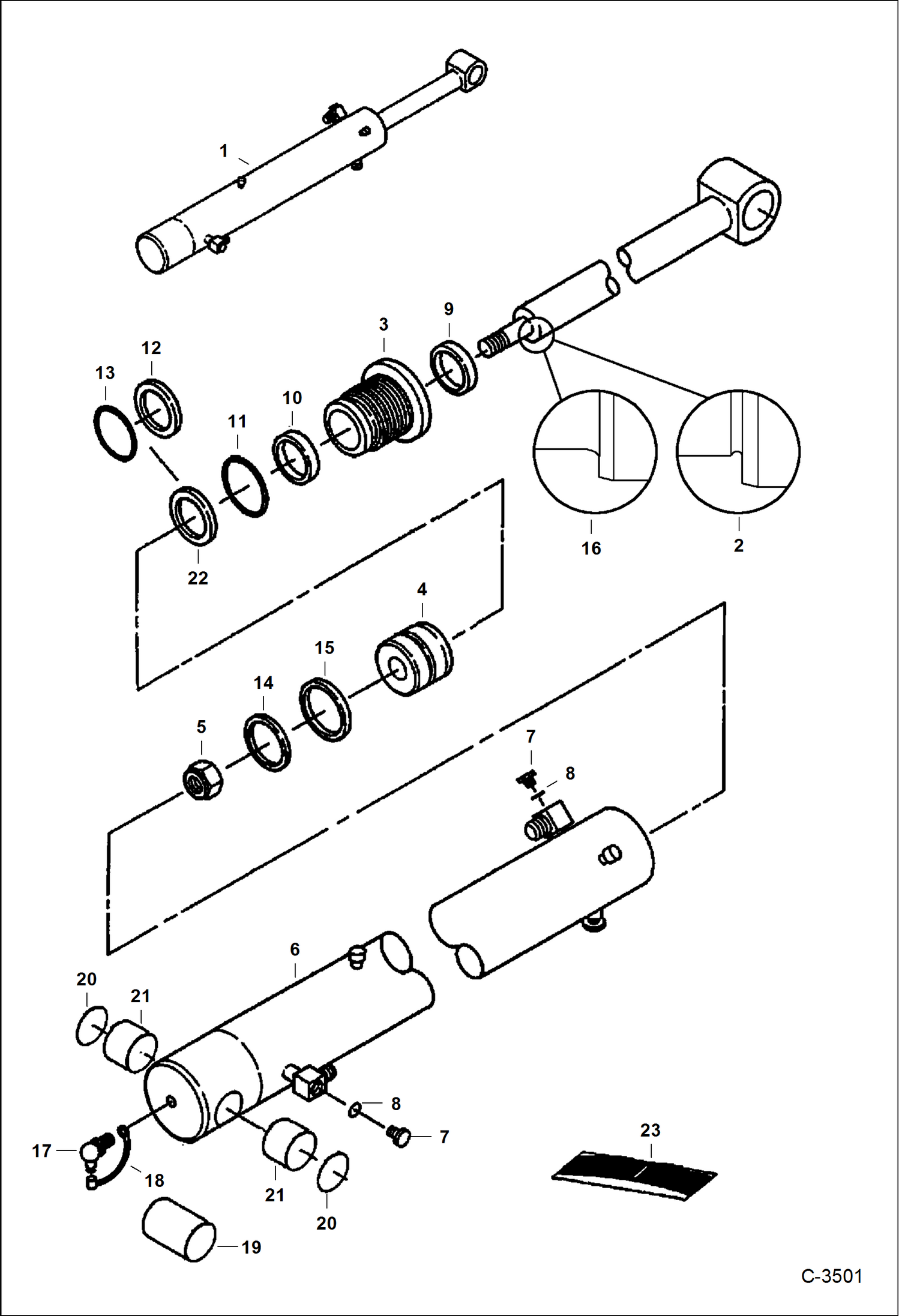 Схема запчастей Bobcat 231 - BOOM CYLINDER (Service Replacement) HYDRAULIC SYSTEM