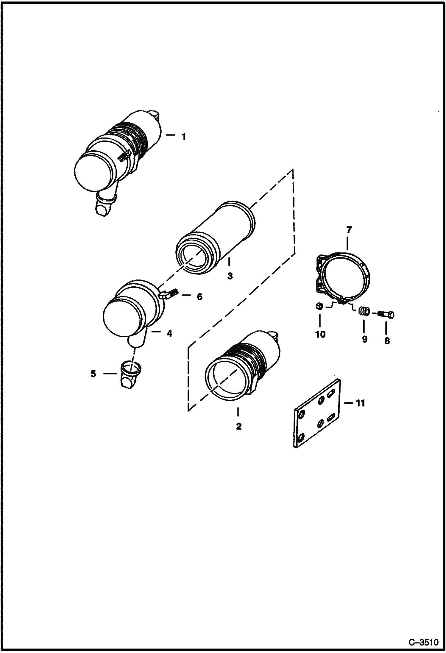 Схема запчастей Bobcat 900s - AIR CLEANER (Single Element - S/N 12703 and Below) POWER UNIT