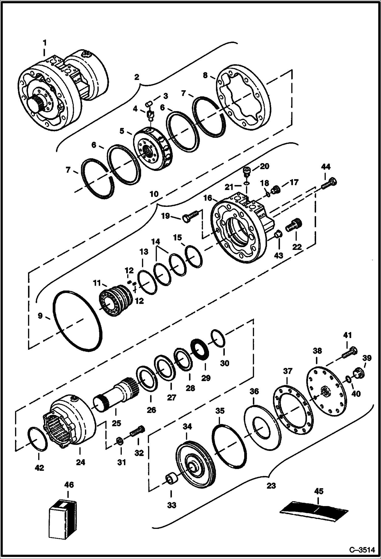 Схема запчастей Bobcat 337 - SWING MOTOR (S/N 233311779 & Below and 233211733 & Below) HYDRAULIC SYSTEM