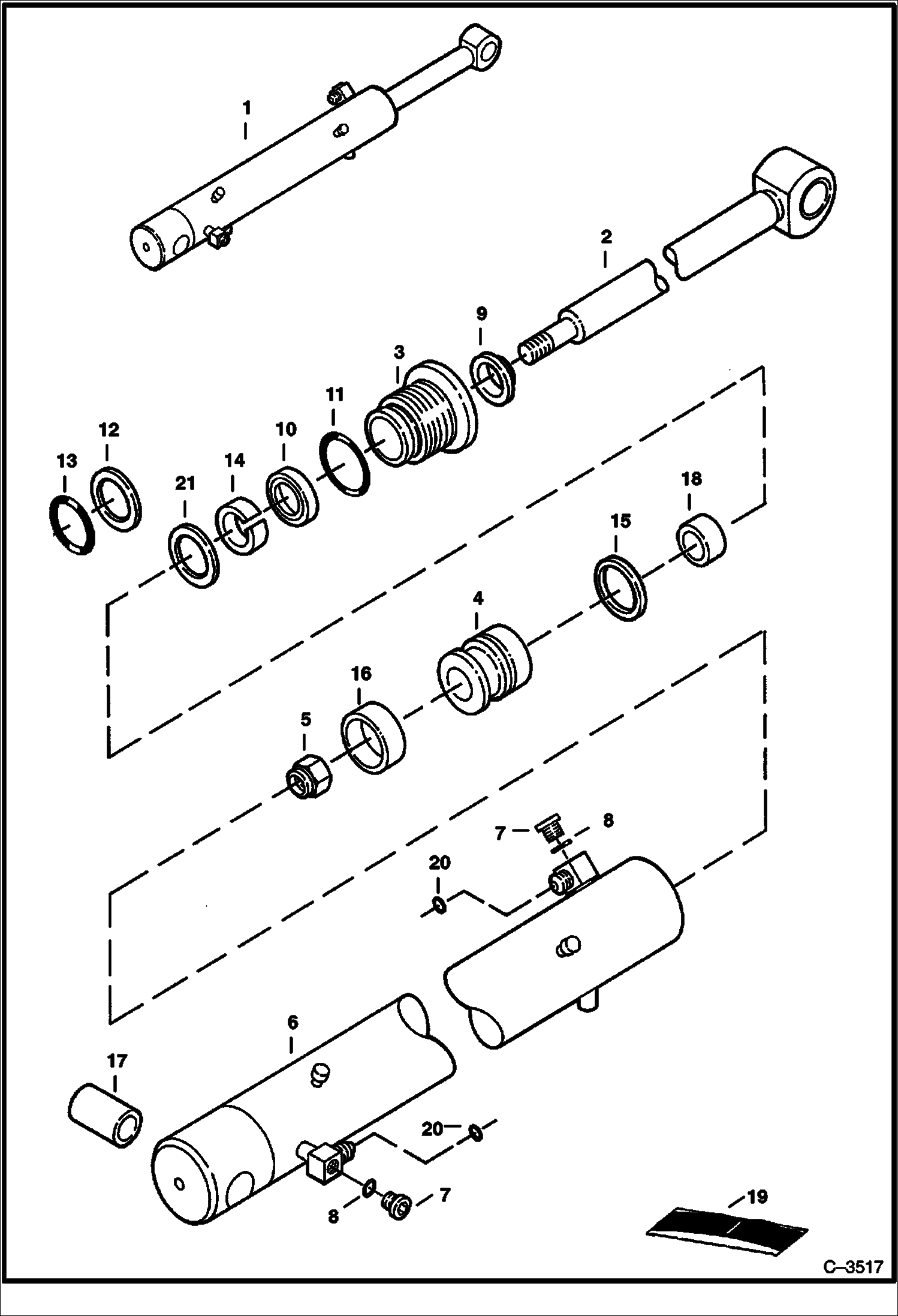 Схема запчастей Bobcat 341 - BOOM CYLINDER (2 Rod) (S/N 5154 11628 & Above and 2306 11001 & Above) HYDRAULIC SYSTEM