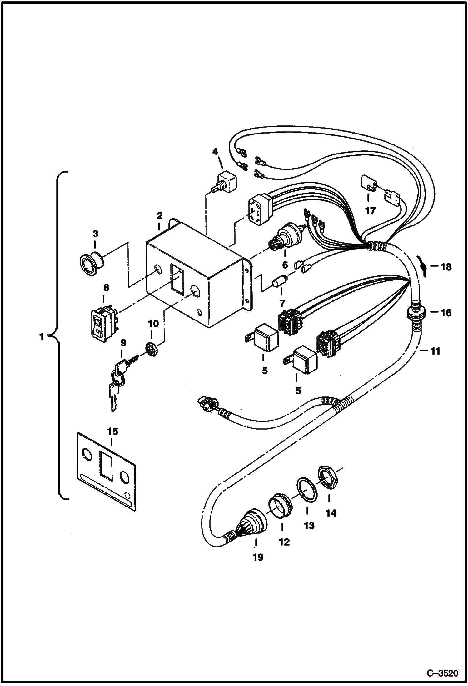 Схема запчастей Bobcat CONCRETE MIXER - CONCRETE MIXER (Console - Remote Attachment Control) (W/Single Harness) (6785) (A016) Loader