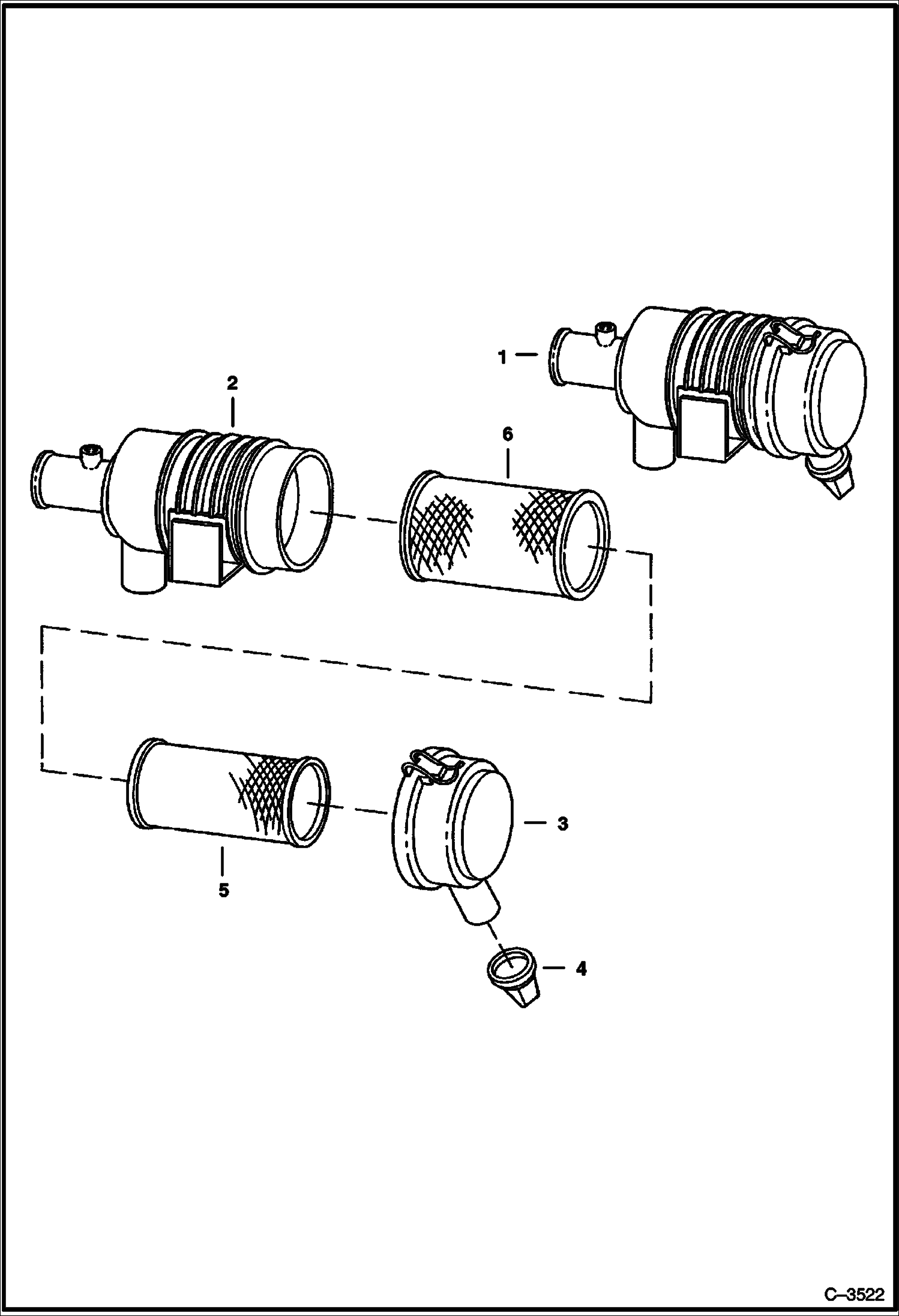 Схема запчастей Bobcat 400s - AIR CLEANER (5150 12897, 5151 12900 & Above) POWER UNIT