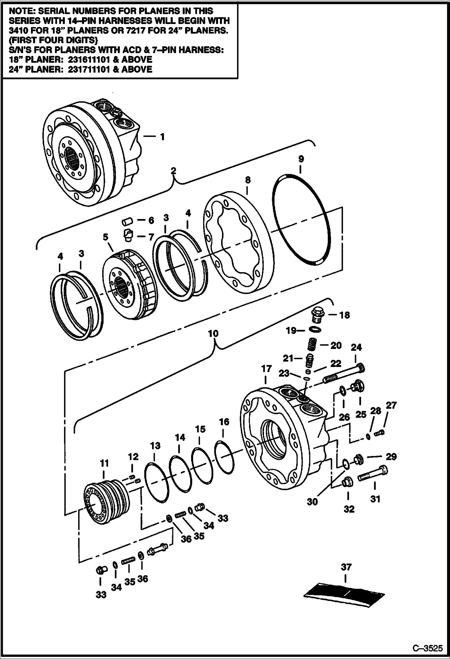 Схема запчастей Bobcat PLANERS - PLANER (Motor) (18 341000101 - 00328) (24 721700101 - 00160) Loader