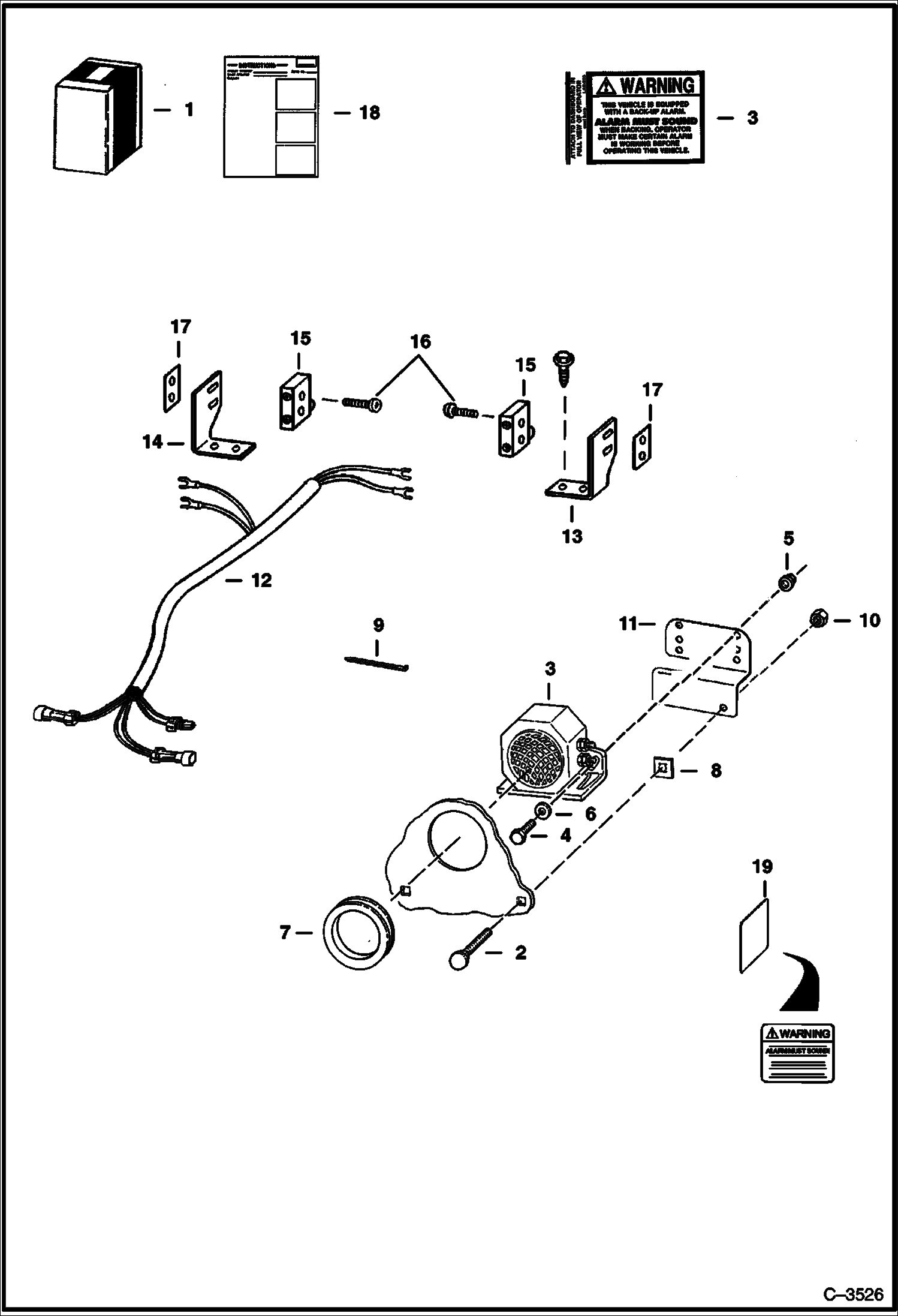 Схема запчастей Bobcat 900s - BACK-UP ALARM ACCESSORIES & OPTIONS