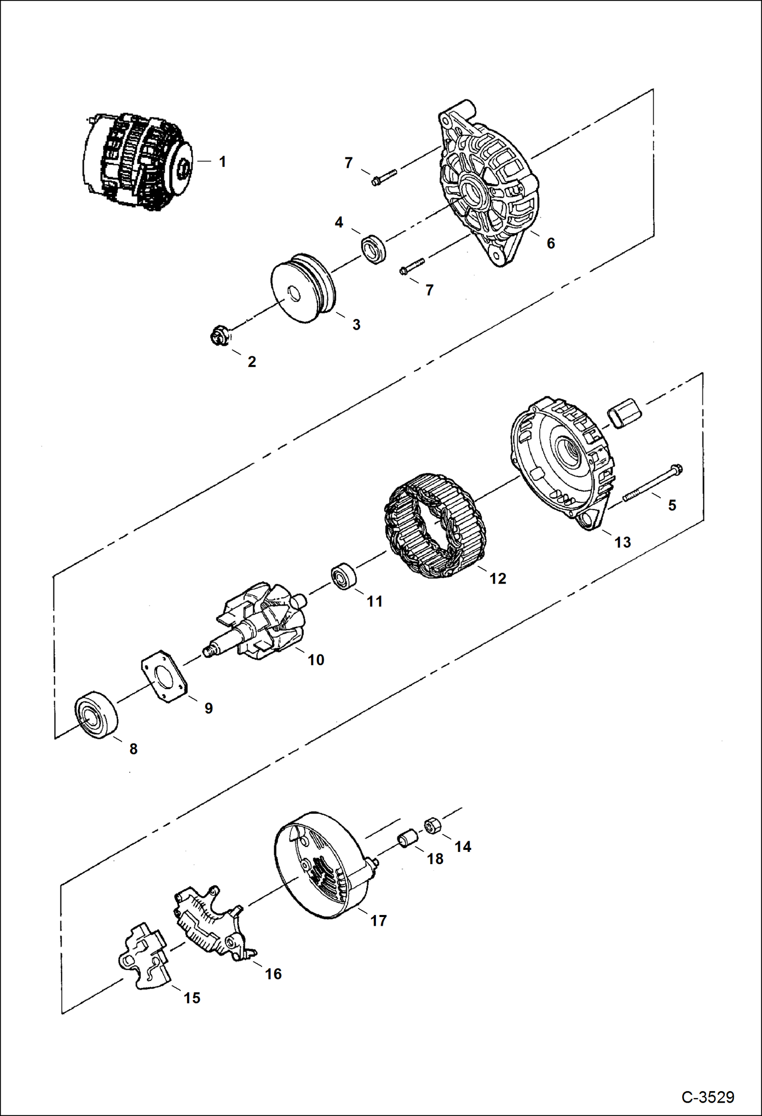 Схема запчастей Bobcat 331 - ALTERNATOR ELECTRICAL SYSTEM