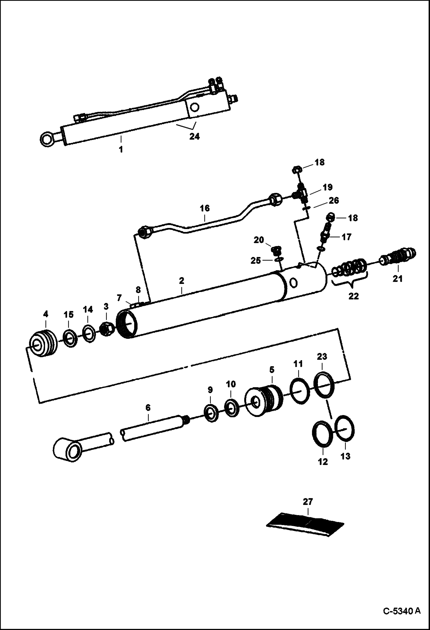 Схема запчастей Bobcat BACKHOE - CYLINDER STABILIZER WITH COUNTERBALANCE VALVE 730S 730S BACKHOE