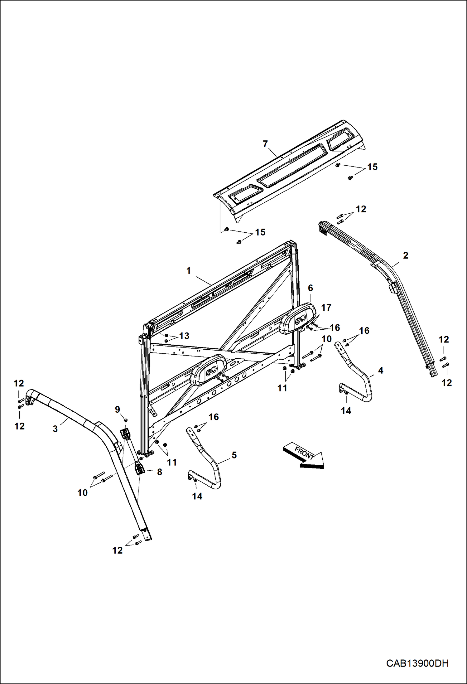 Схема запчастей Bobcat 3600 - CHASSIS, CAB FRAME MAIN FRAME