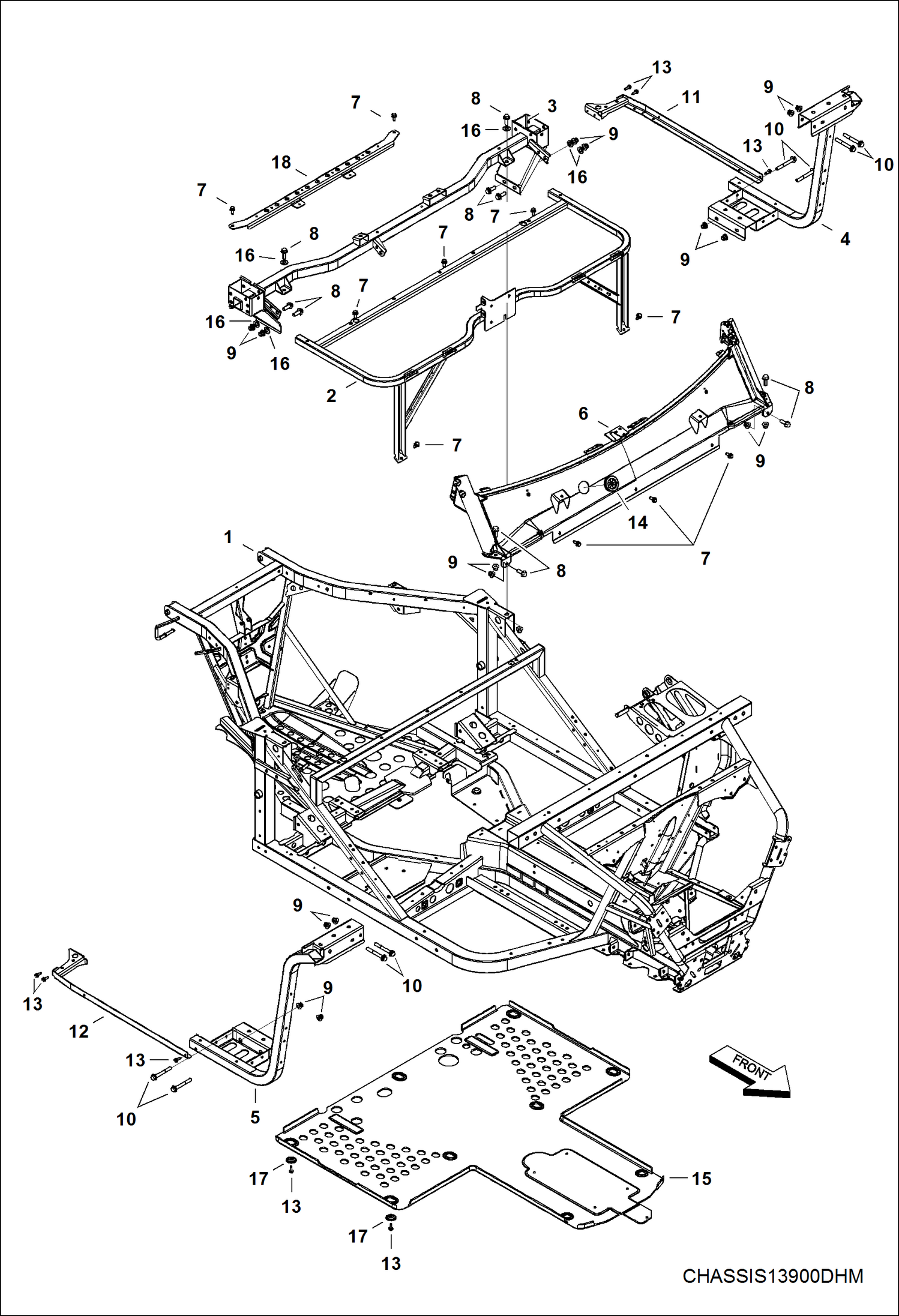 Схема запчастей Bobcat 3650 - CHASSIS, MAIN FRAME MAIN FRAME