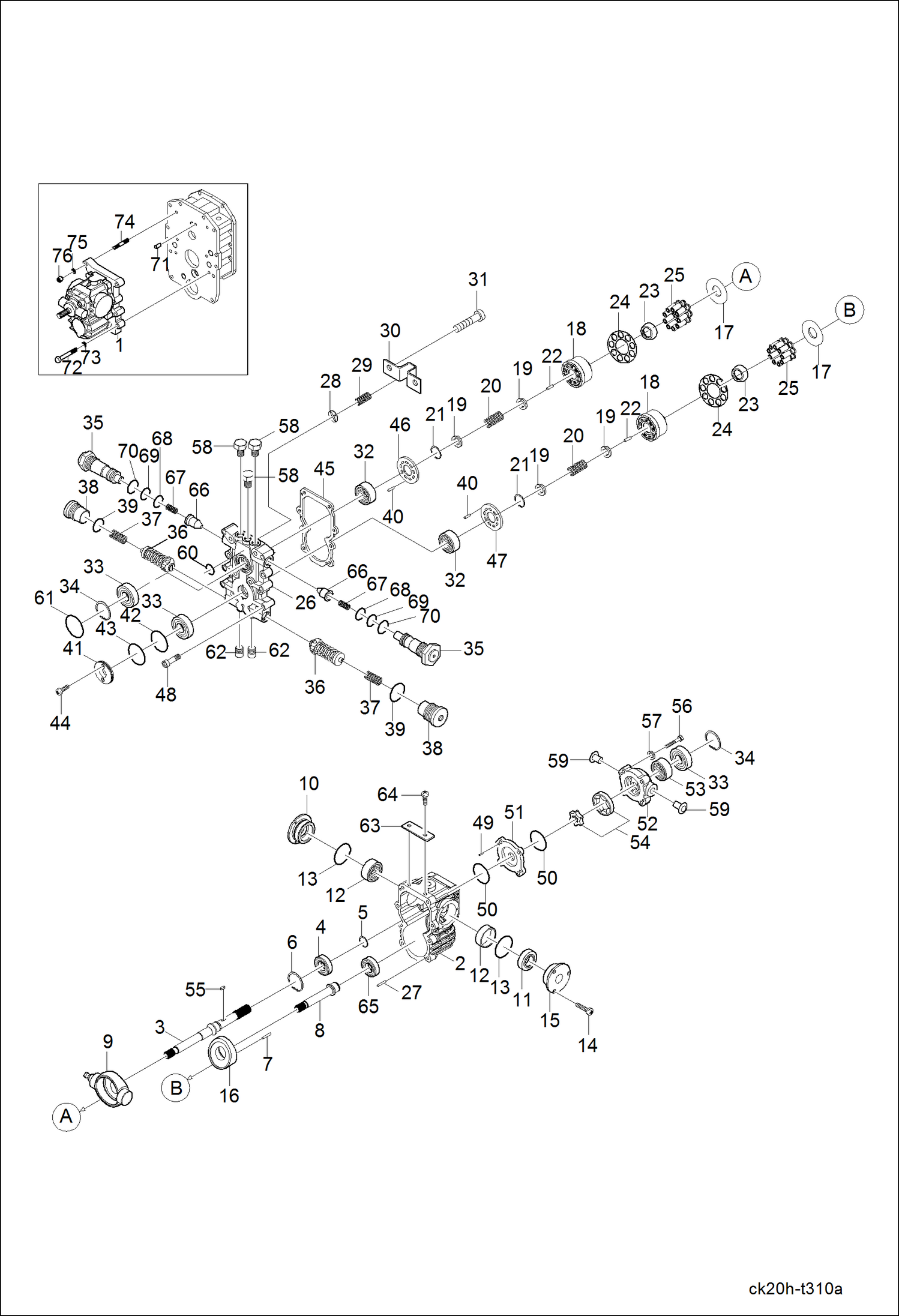 Схема запчастей Bobcat CT120 - ASSY, HST GROUP DRIVE TRAIN