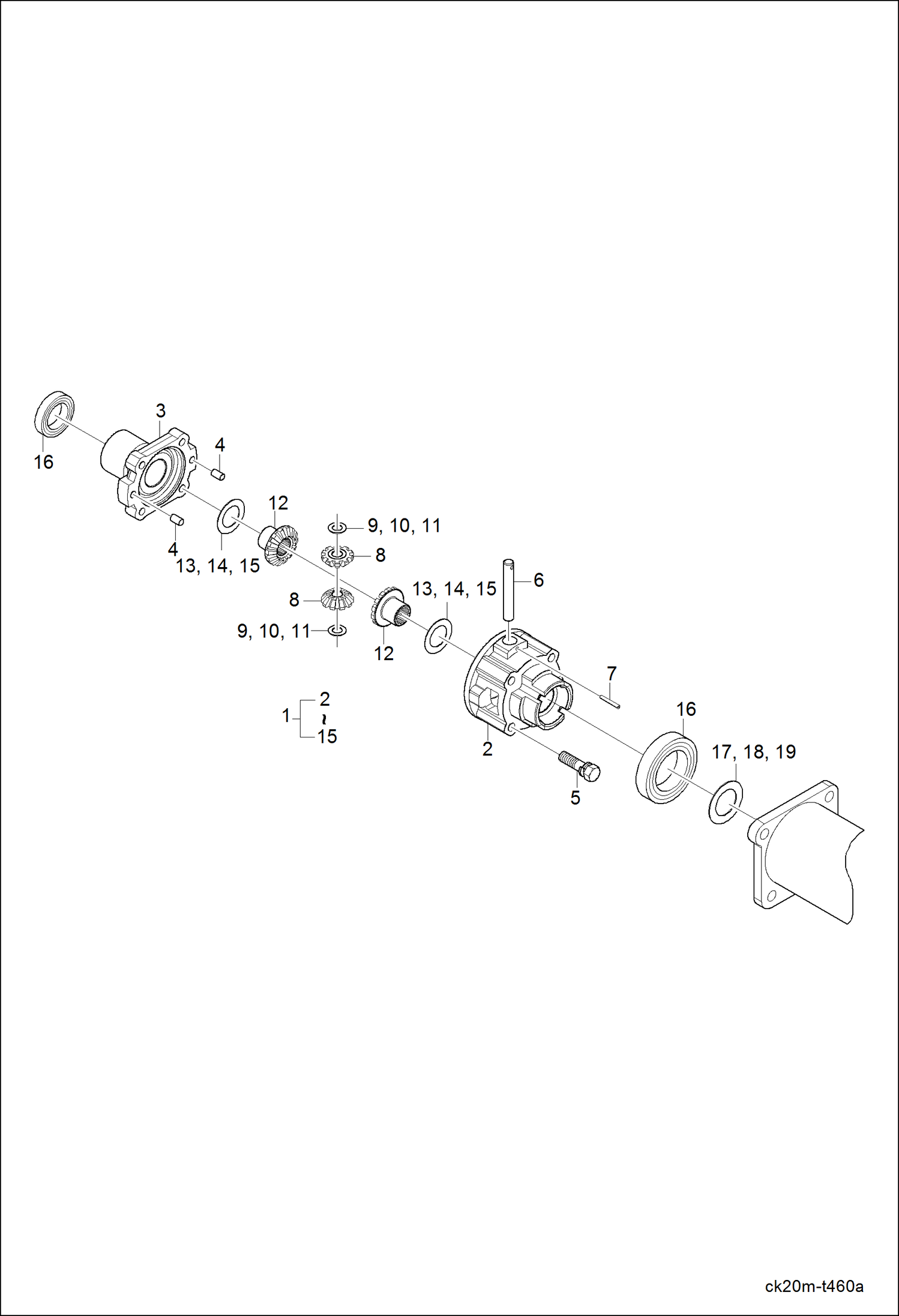 Схема запчастей Bobcat CT120 - ASSY, FRONT DIFF SYSTEM DRIVE TRAIN