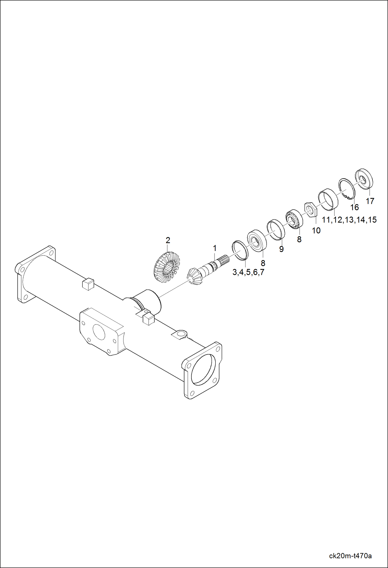 Схема запчастей Bobcat CT120 - BEVEL PINION SHAFT GROUP DRIVE TRAIN