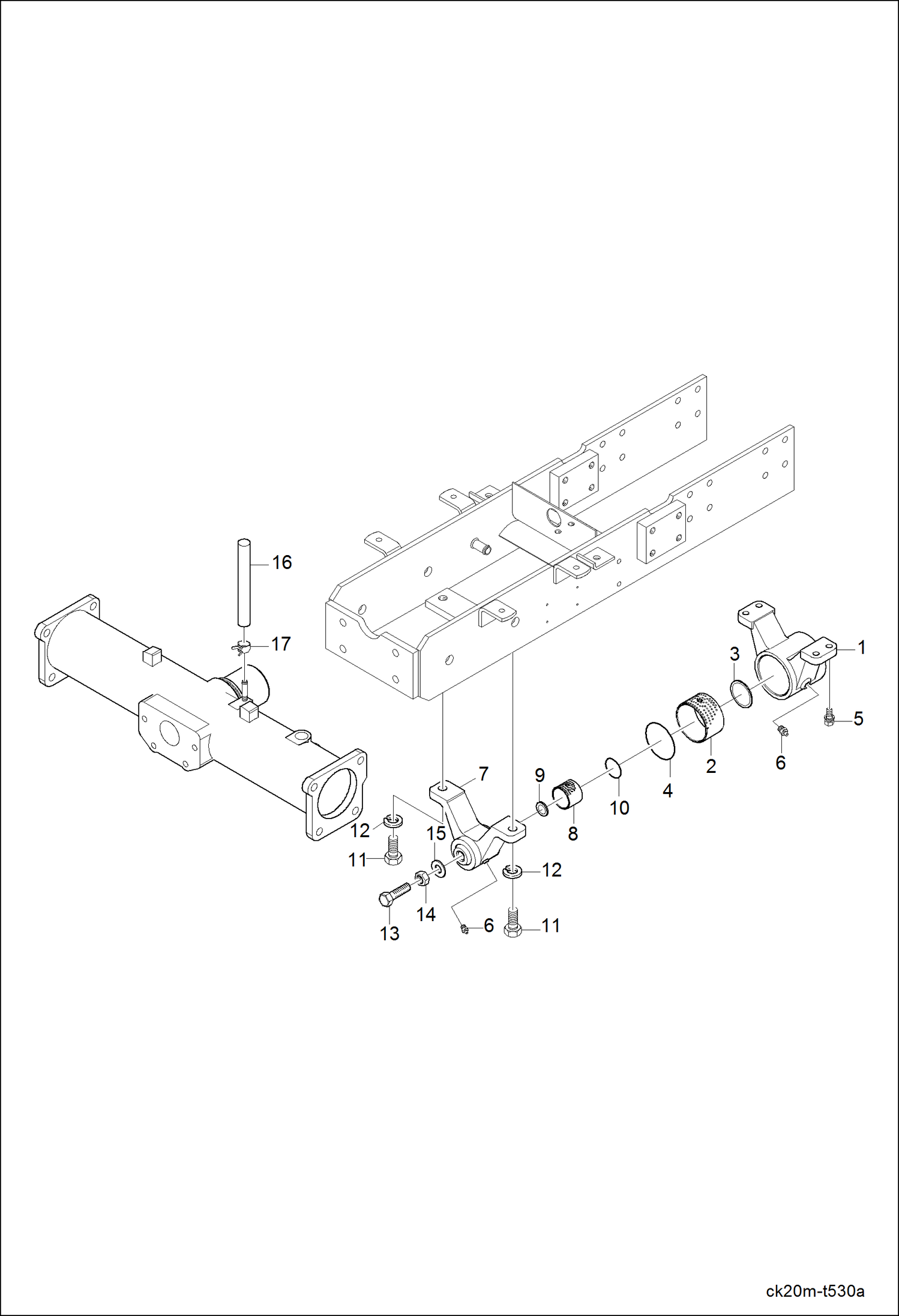 Схема запчастей Bobcat CT120 - FRONT AXLE BRACKET GROUP DRIVE TRAIN