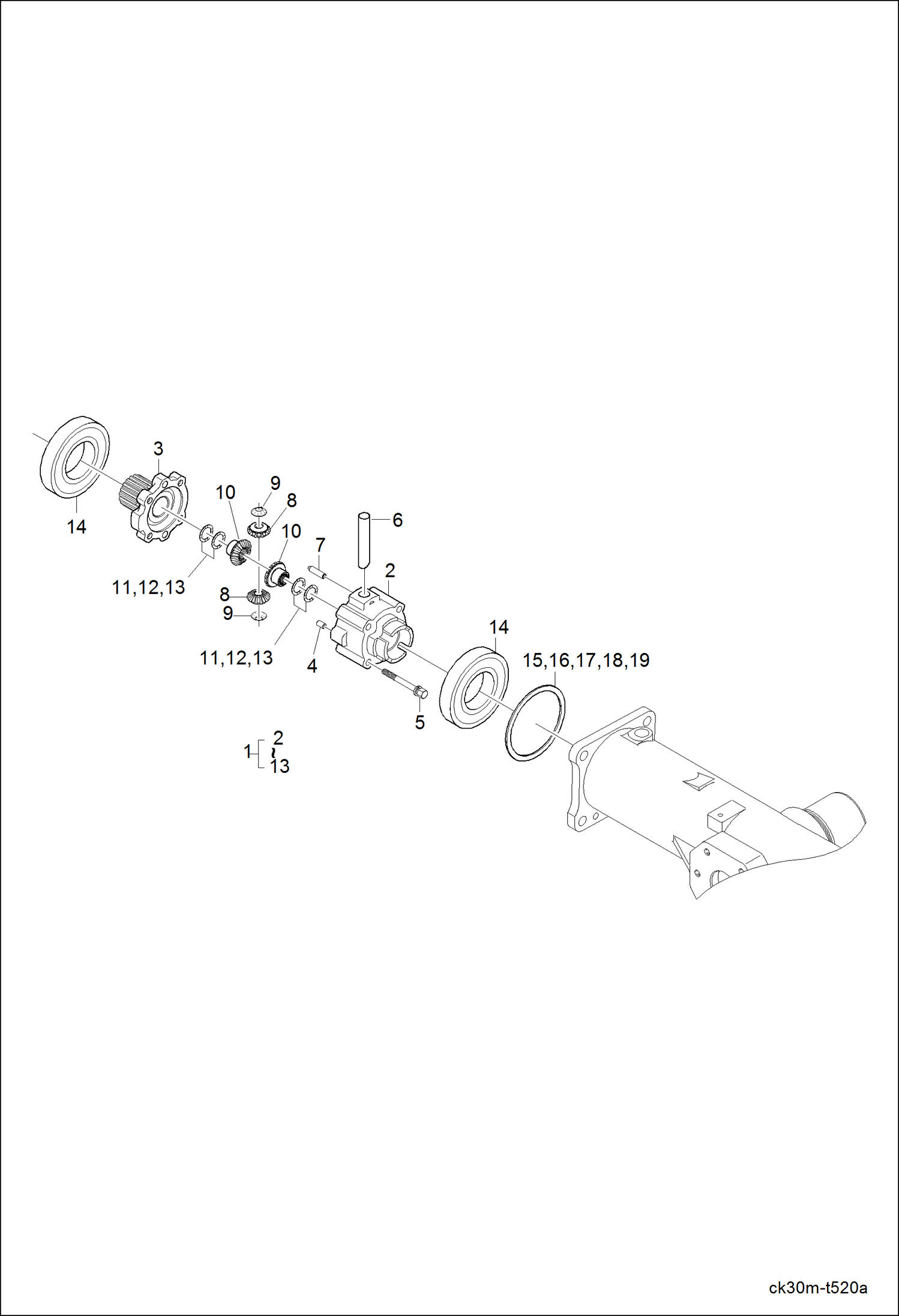 Схема запчастей Bobcat CT225 - FRONT DIFFERENTIAL GROUP DRIVE TRAIN