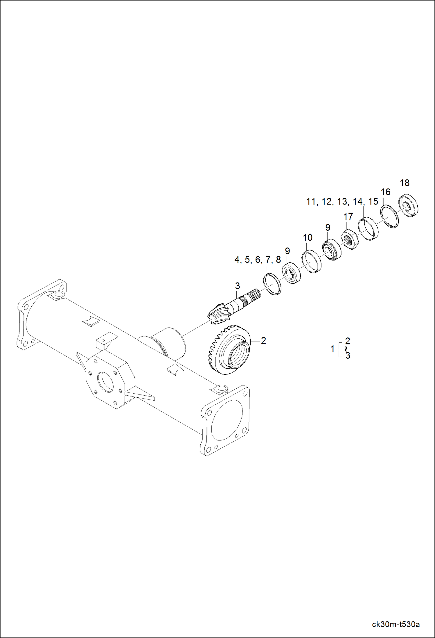 Схема запчастей Bobcat CT225 - BEVEL PINION SHAFT GROUP DRIVE TRAIN