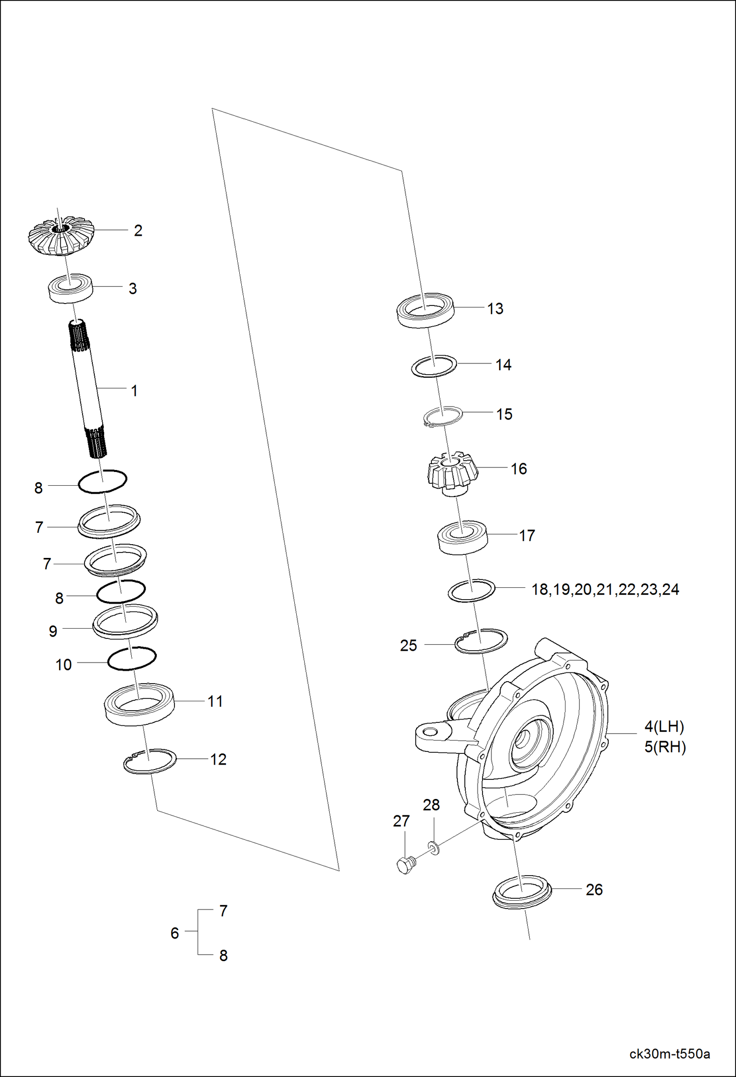 Схема запчастей Bobcat CT225 - FRONT AXLE CASE GROUP DRIVE TRAIN