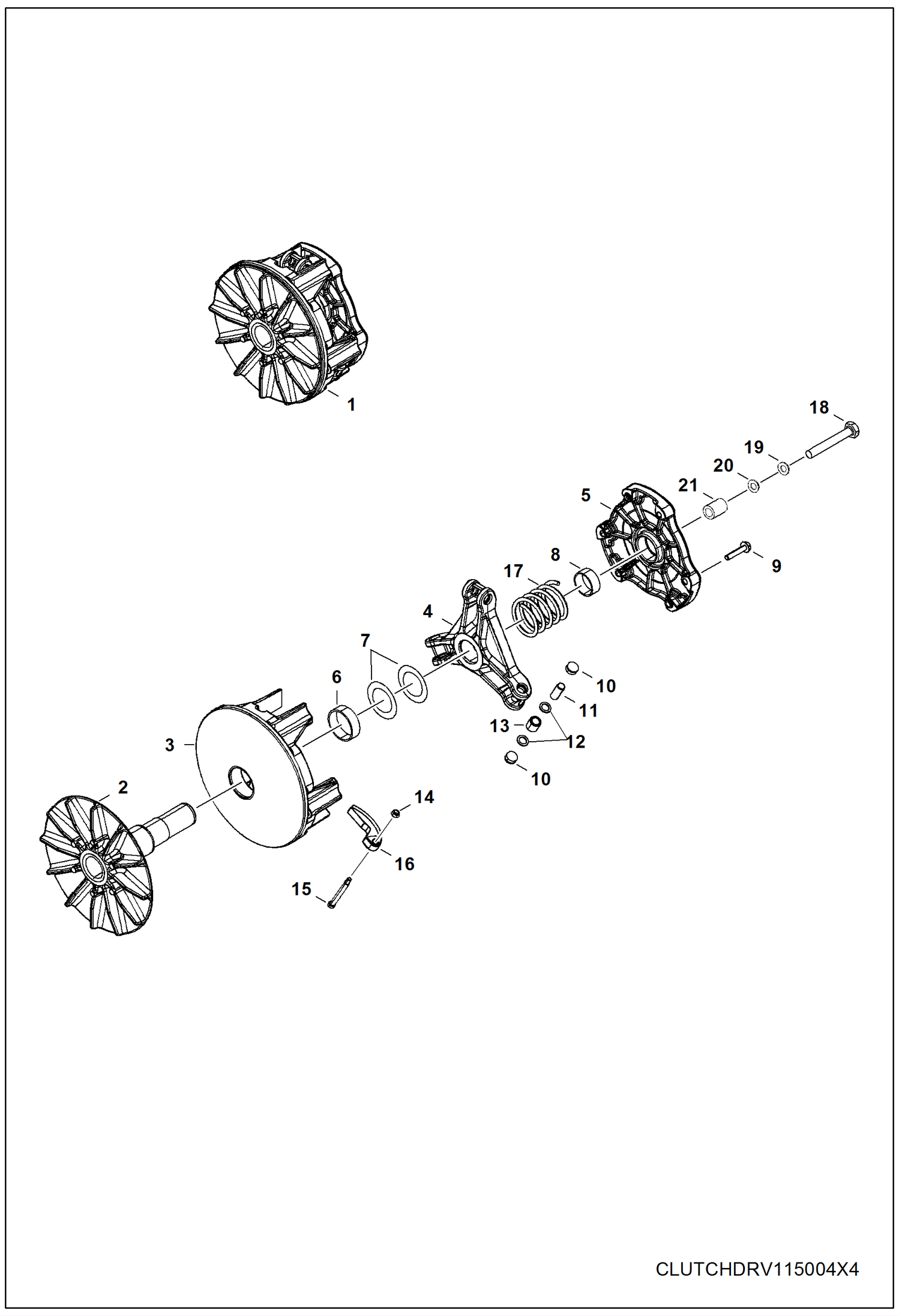 Схема запчастей Bobcat 3200 - DRIVE TRAIN, PRIMARY CLUTCH DRIVE TRAIN