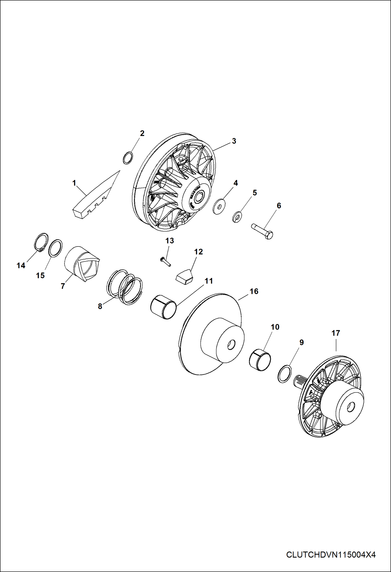 Схема запчастей Bobcat 3200 - DRIVE TRAIN, SECONDARY CLUTCH DRIVE TRAIN