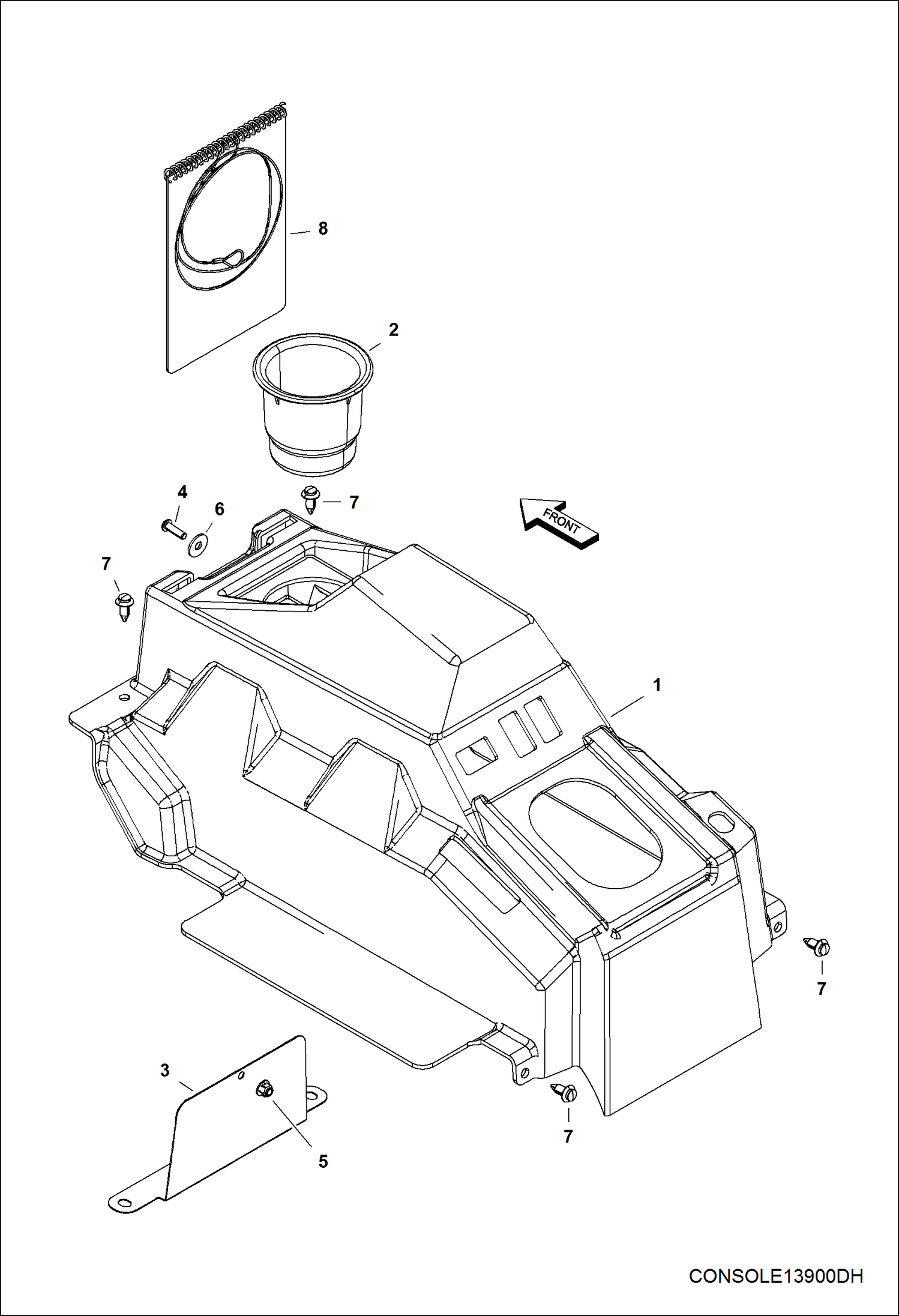 Схема запчастей Bobcat 3650 - BODY, CENTER CONSOLE MAIN FRAME