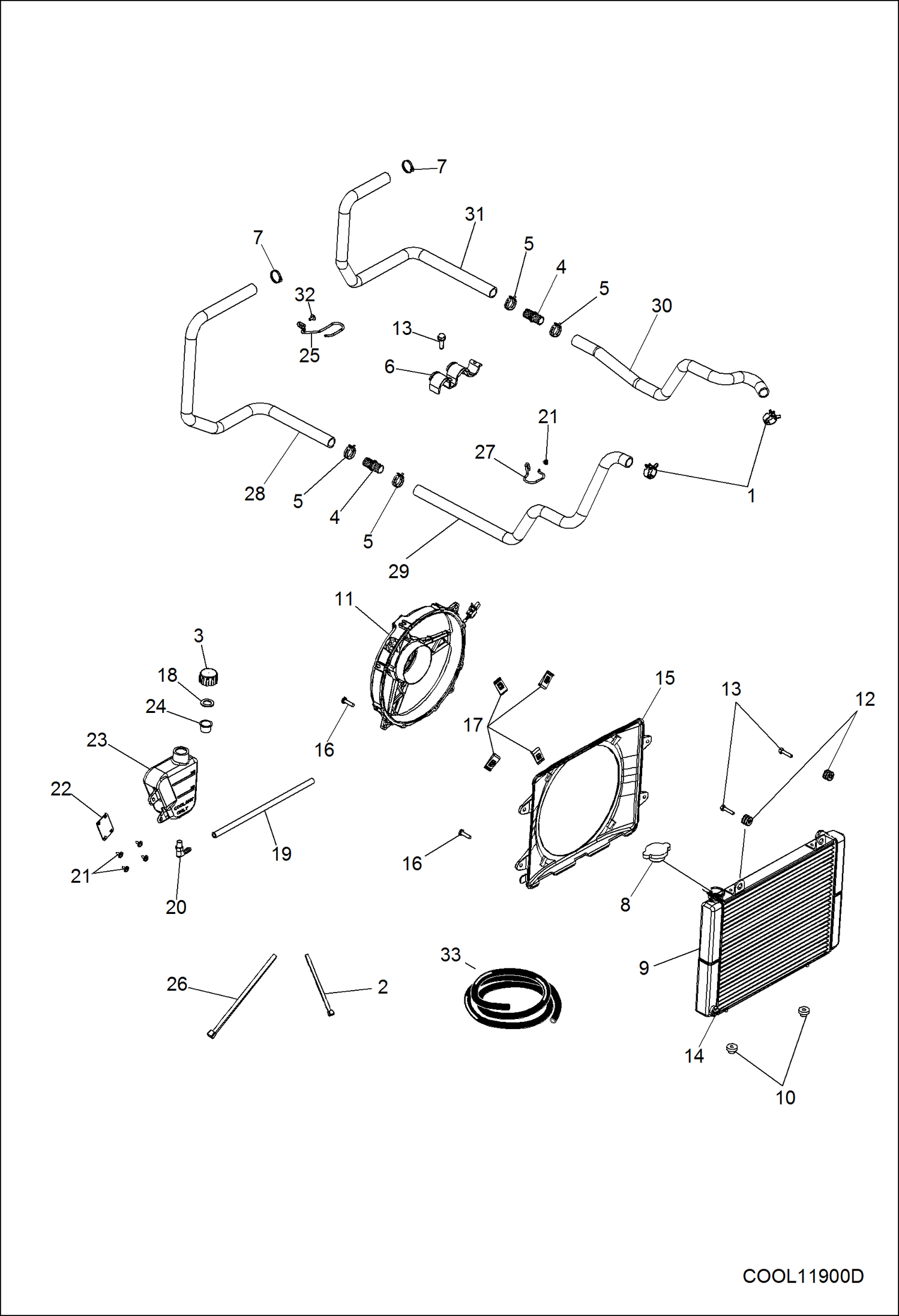 Схема запчастей Bobcat 3400 - ENGINE, COOLING SYSTEM (S/N AJNU11001 - 19999) POWER UNIT