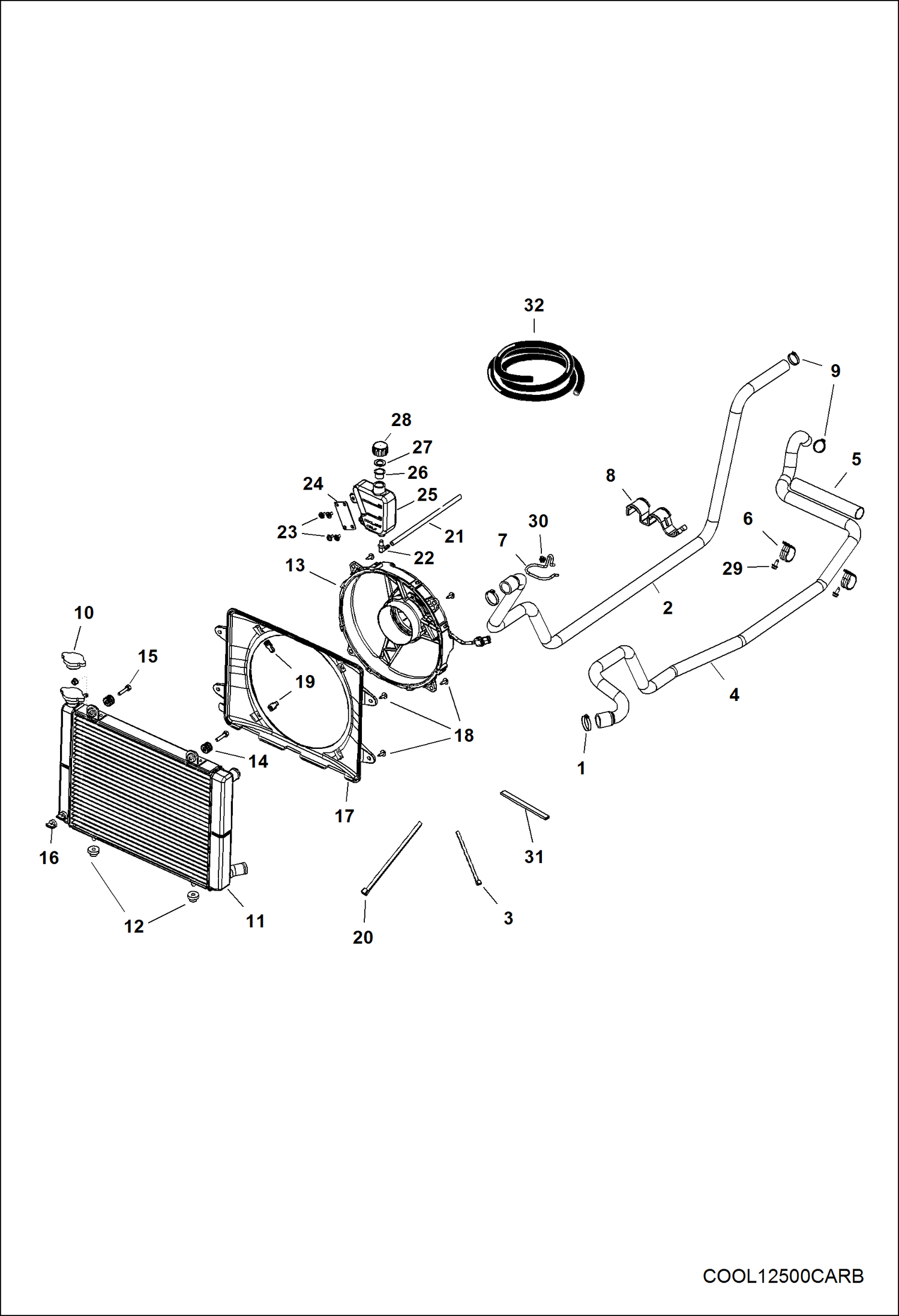 Схема запчастей Bobcat 3200 - ENGINE, COOLING SYSTEM POWER UNIT